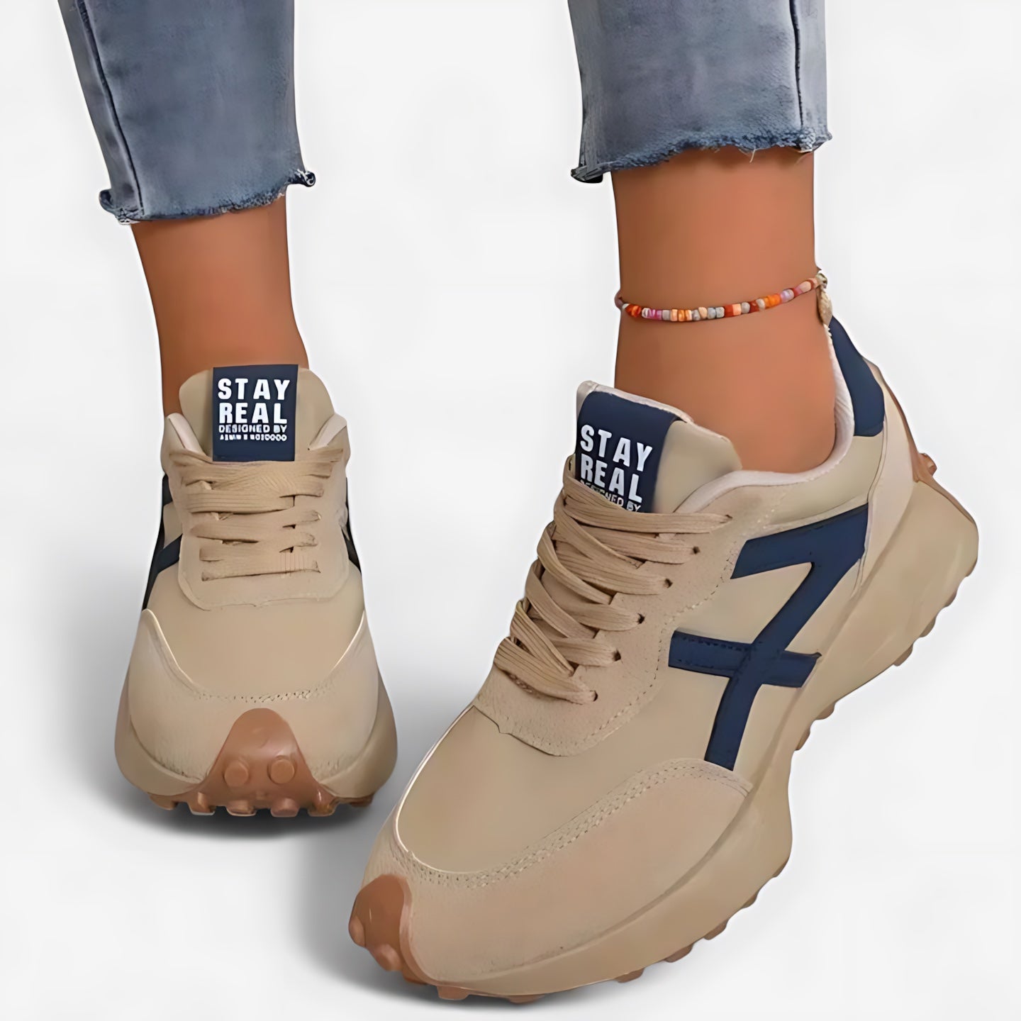 Charlotte – Retro Suede Panel Lace Up Sneakers