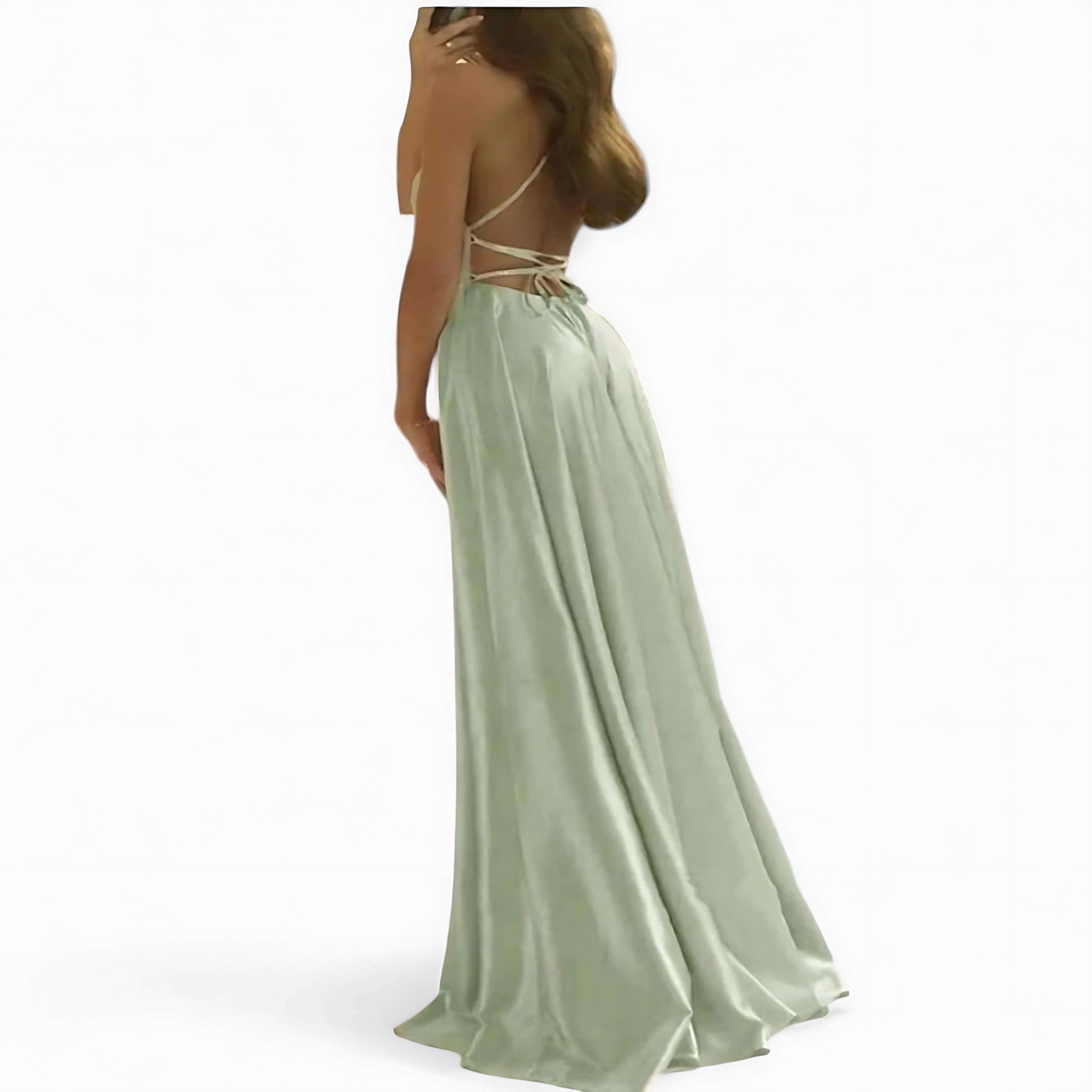 Charlotte – Satin High Slit Evening Maxi Dress