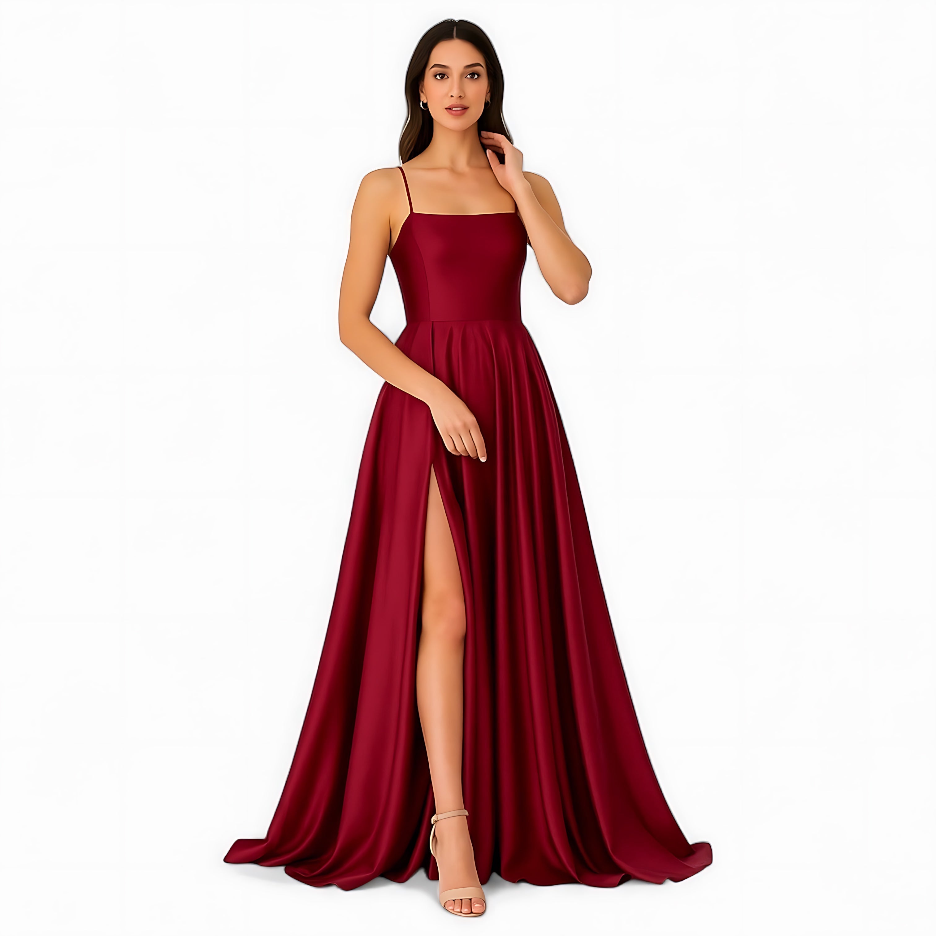 Charlotte – Satin High Slit Evening Maxi Dress