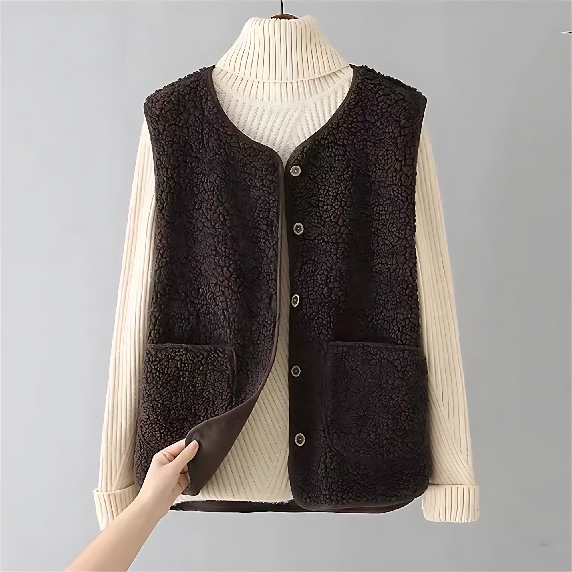 Charlotte – Sherpa Fleece Button Up Vest