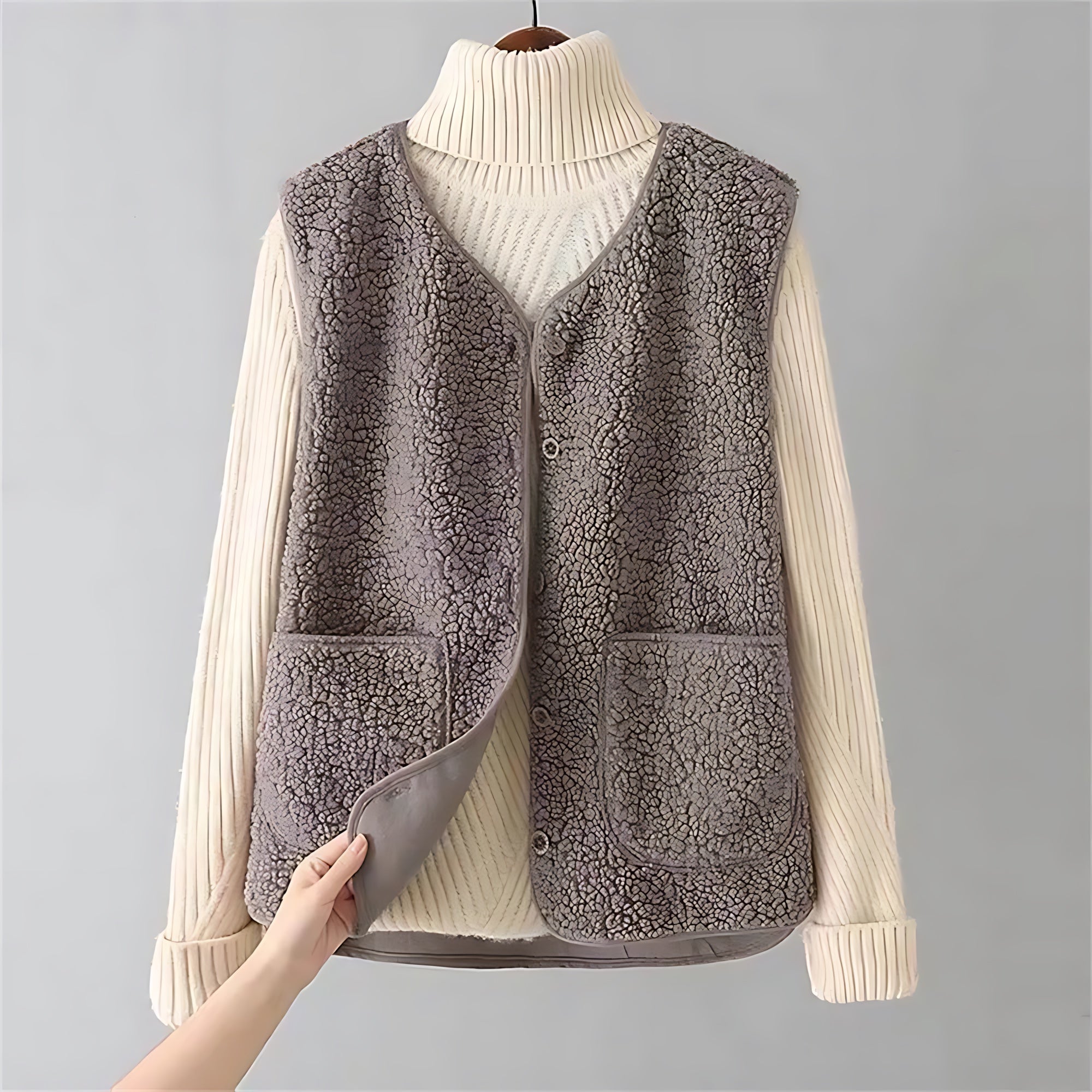 Charlotte – Sherpa Fleece Button Up Vest