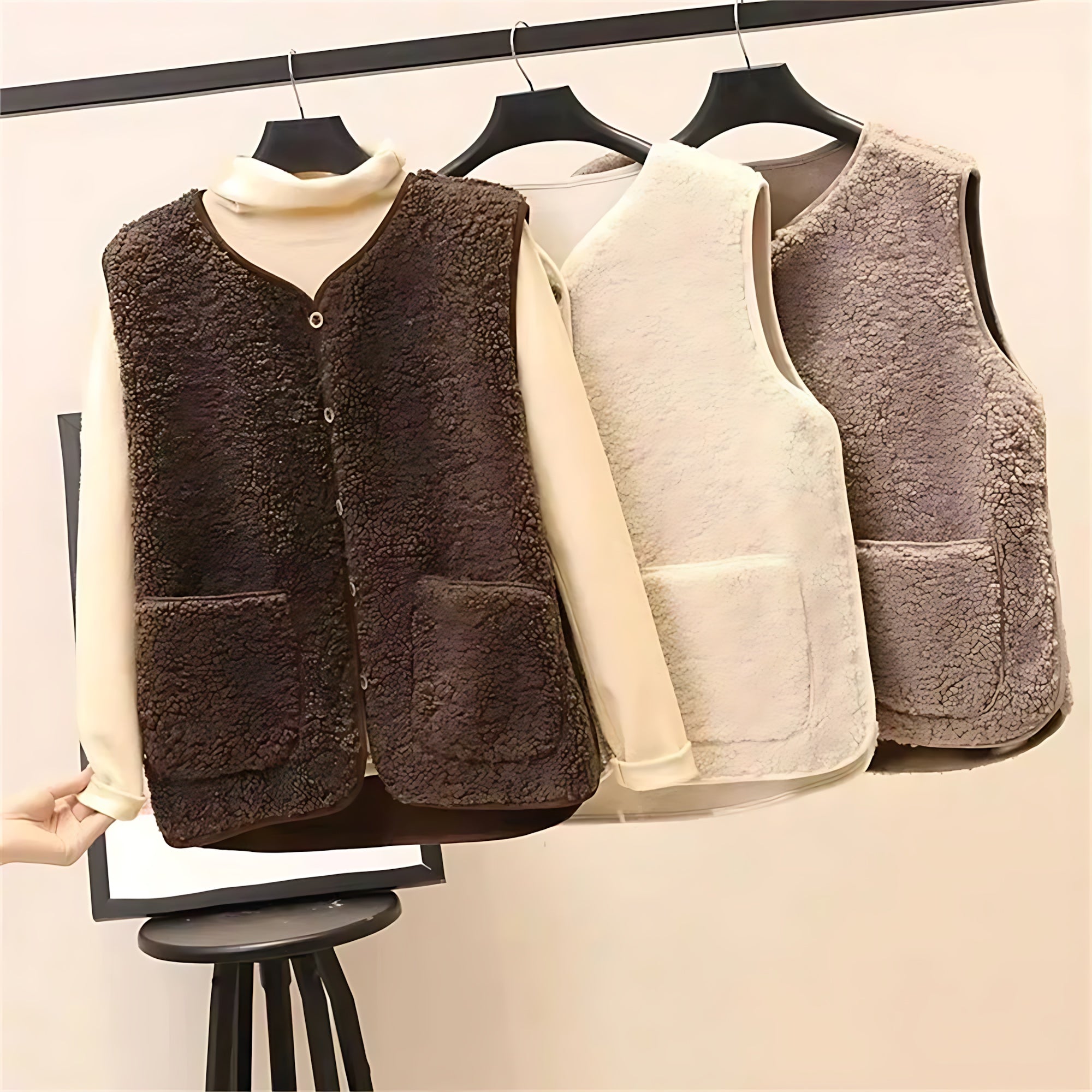 Charlotte – Sherpa Fleece Button Up Vest