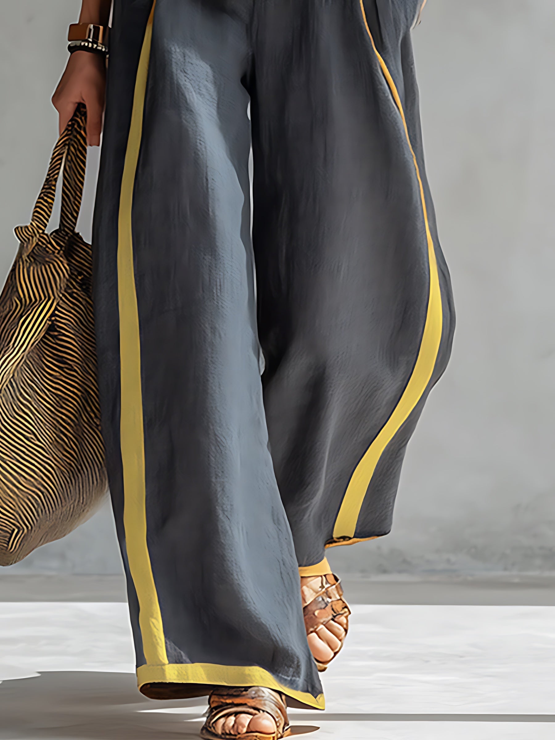Chloe – Contrast Stripe Tank Top and Wide Leg Pants Set