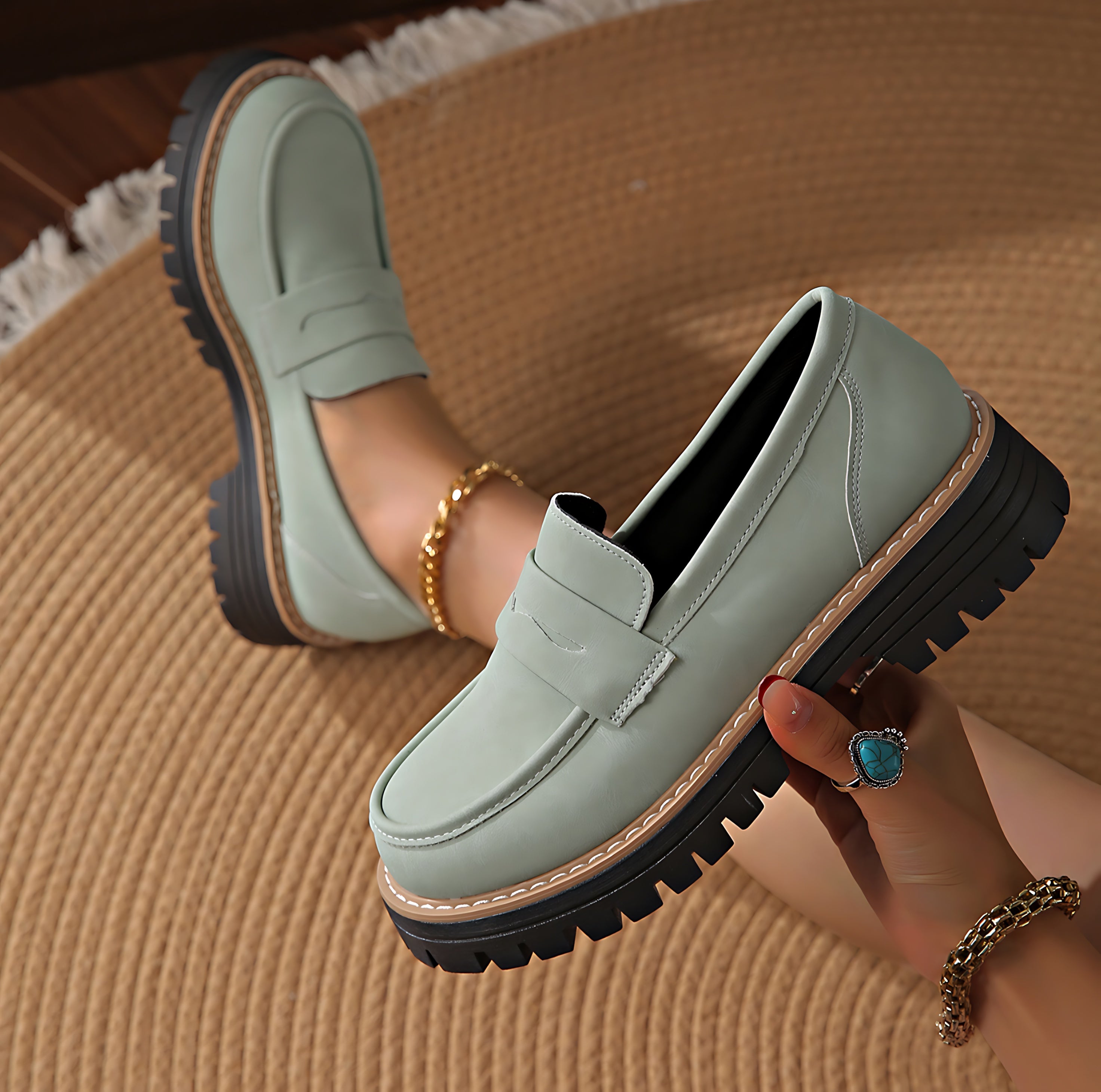Claire – Chunky Lug Sole Platform Loafers