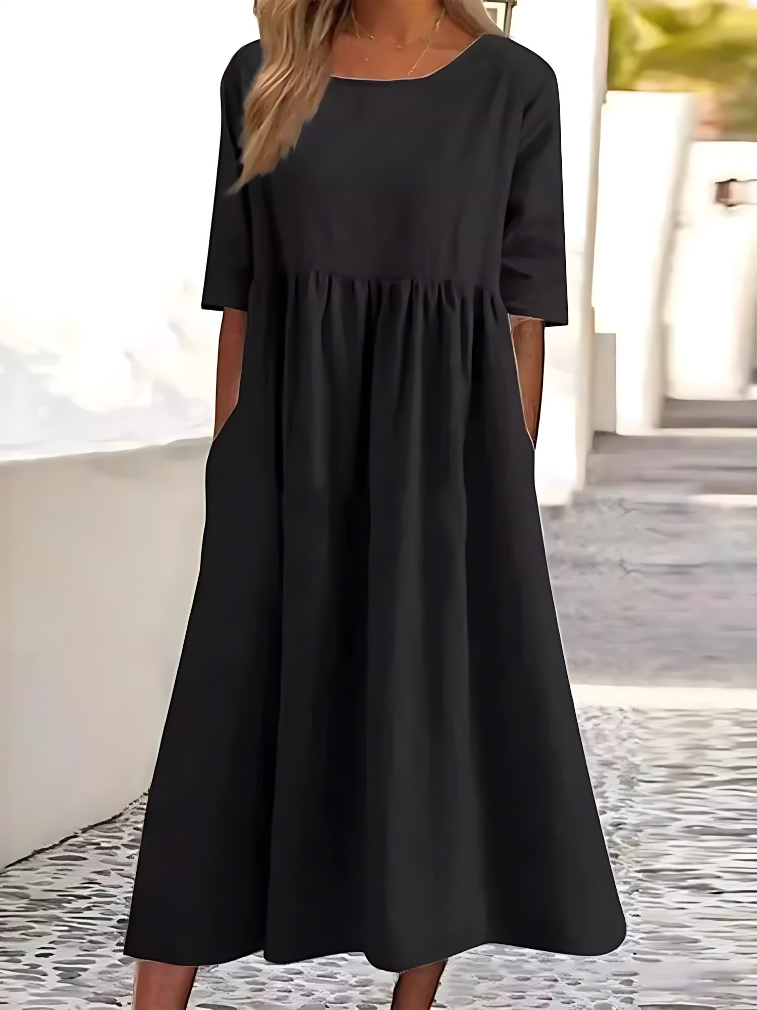 Claire – Crew Neck Empire Waist Midi Dress
