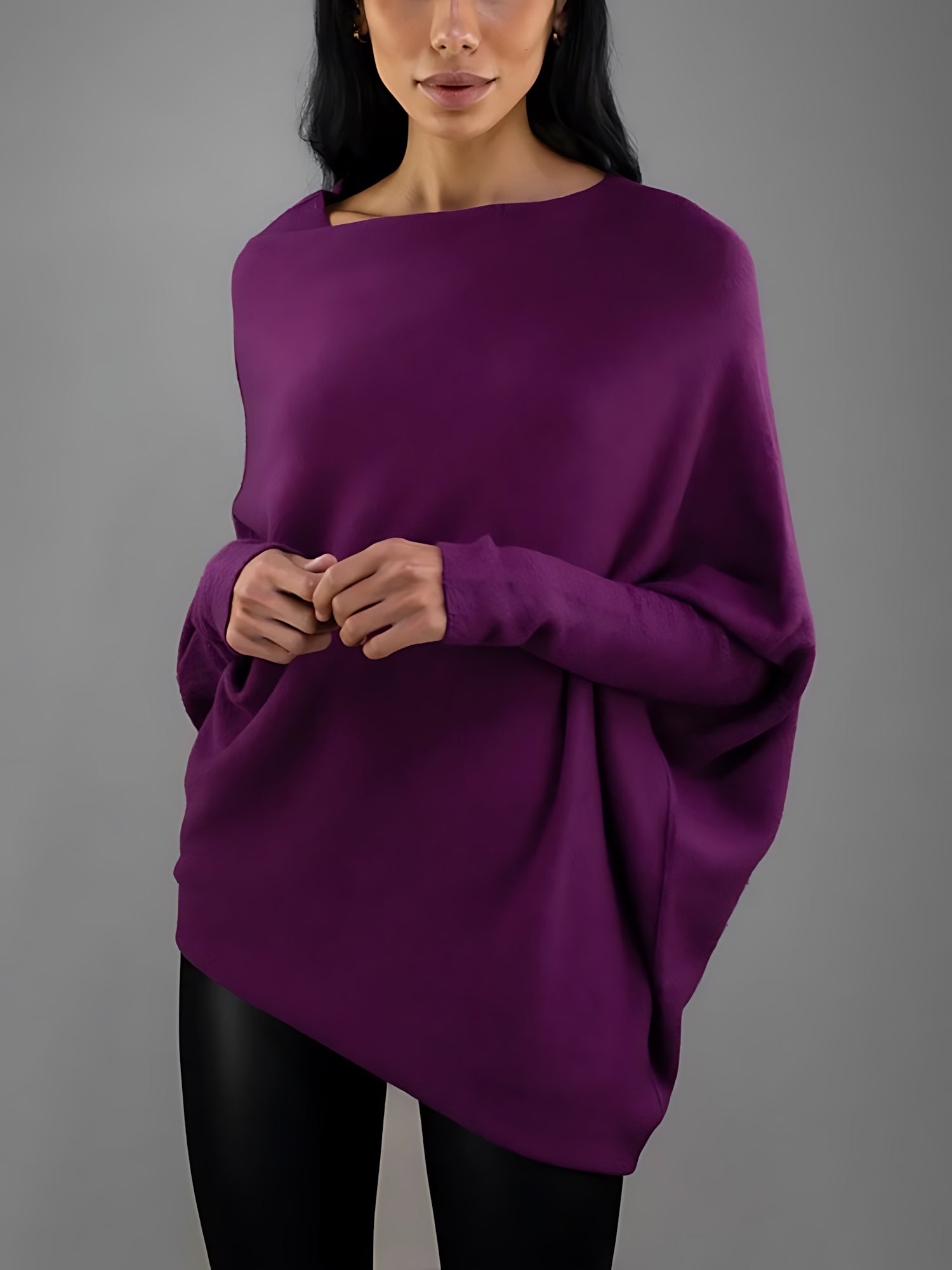 Claire – Off Shoulder Draped Knit Sweater
