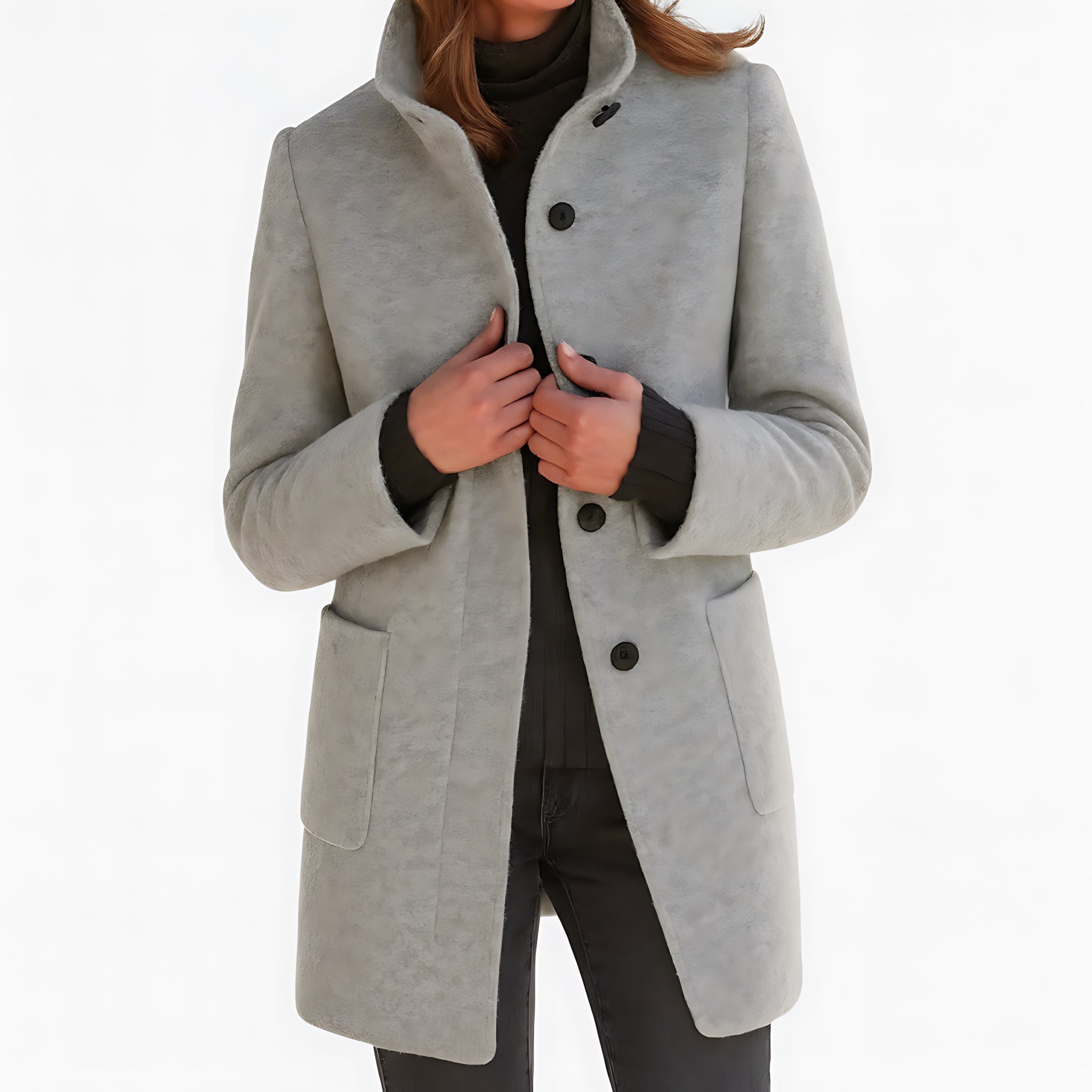 Claire – Single Breasted Mid Length Coat