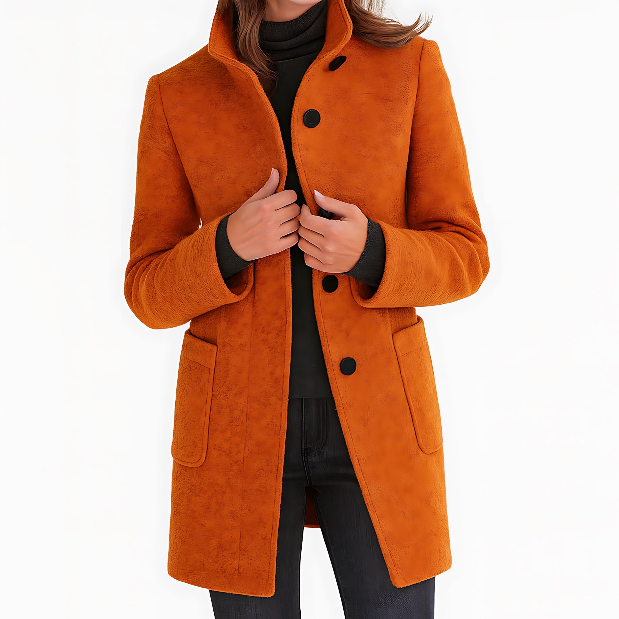 Claire – Single Breasted Mid Length Coat