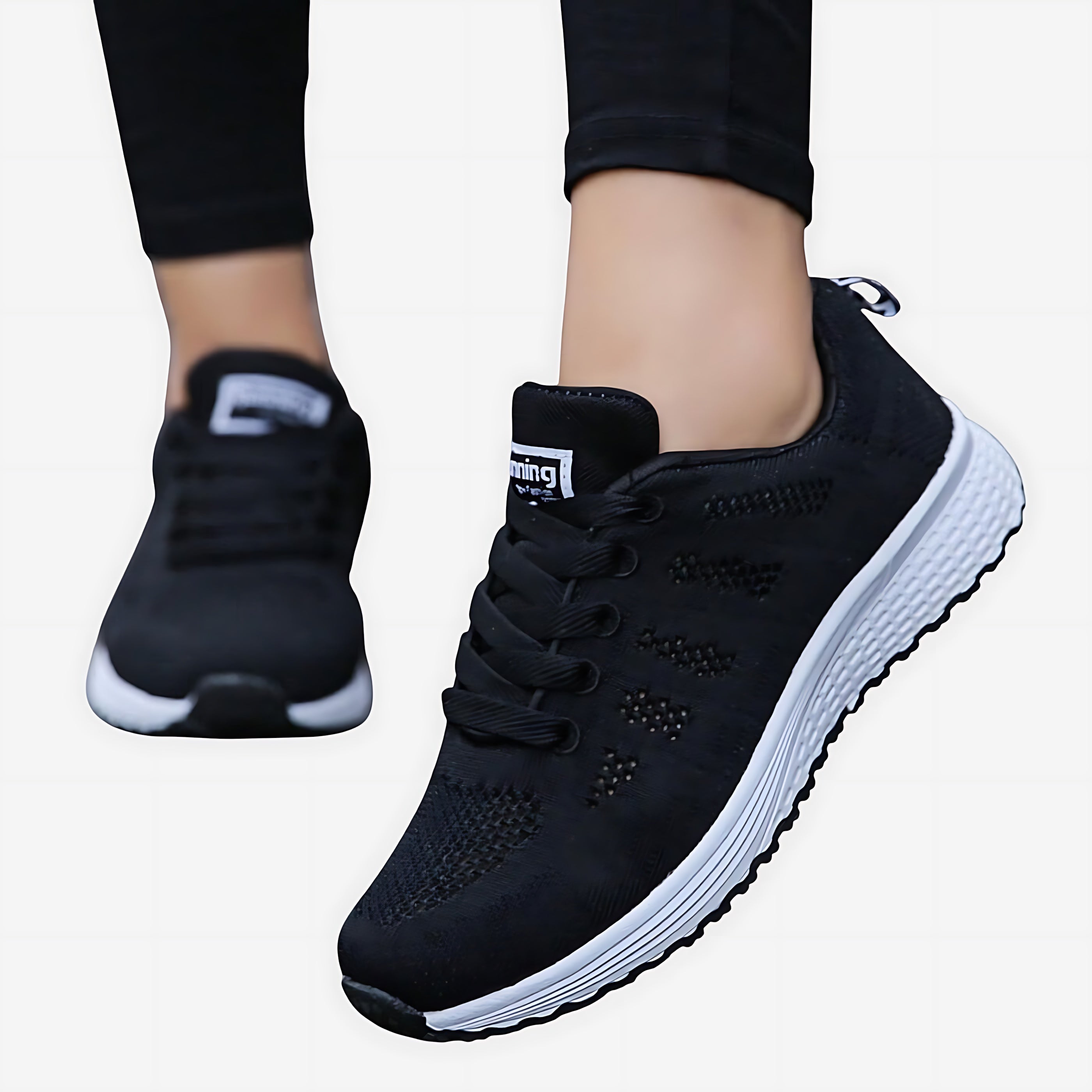 Clara – Knit Lace Up Walking Sneakers