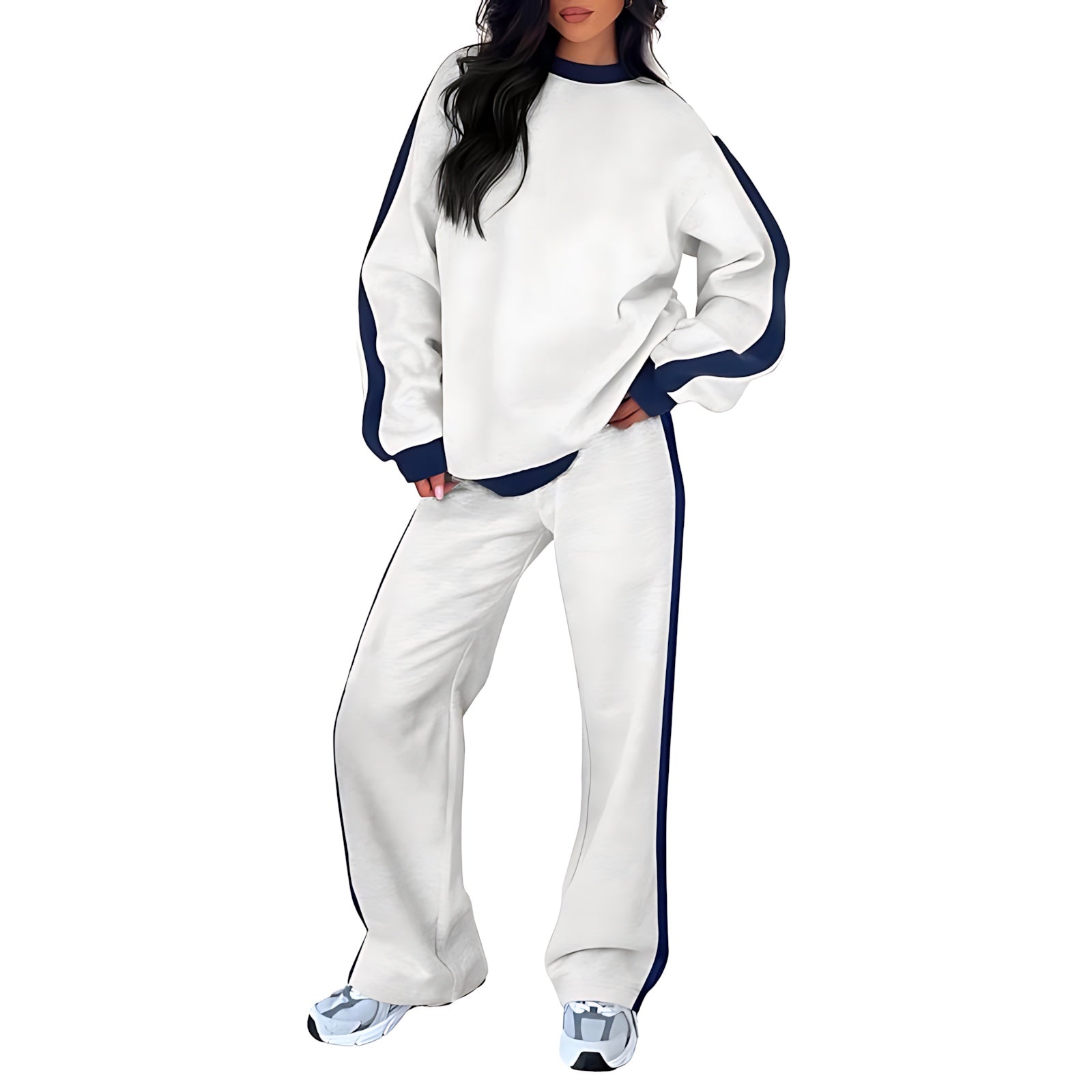 Clara – Side Stripe Sweatshirt And Pants Lounge Set
