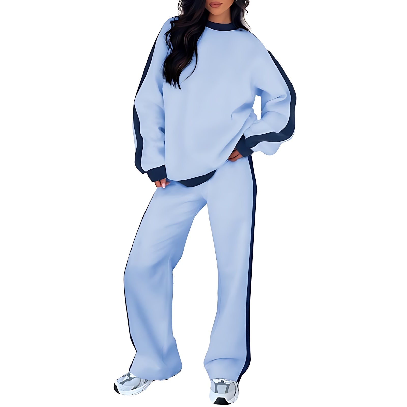 Clara – Side Stripe Sweatshirt And Pants Lounge Set