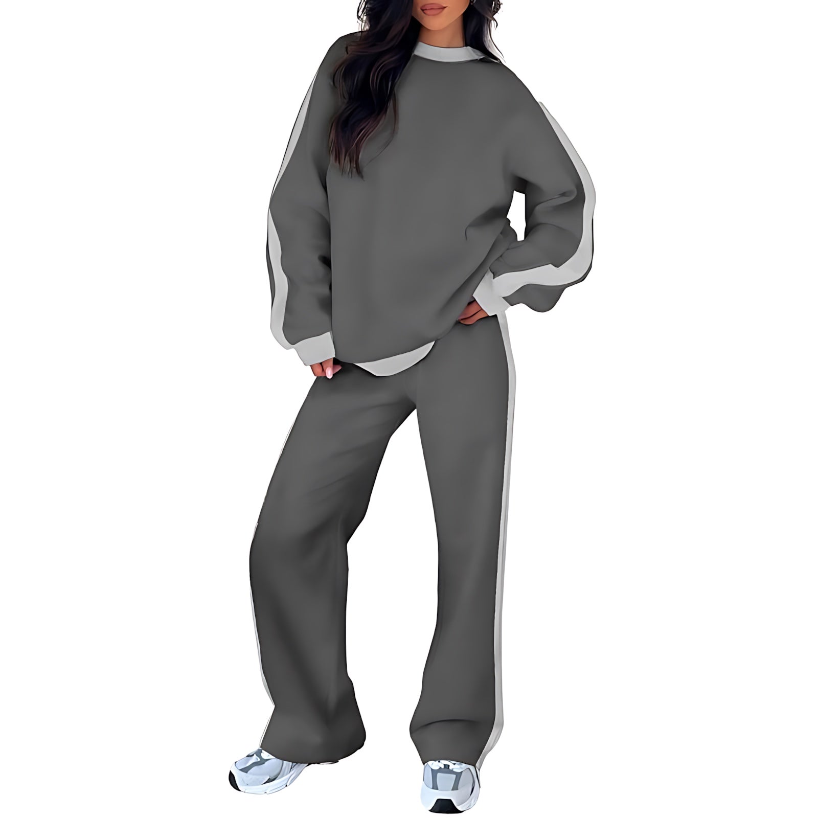 Clara – Side Stripe Sweatshirt And Pants Lounge Set