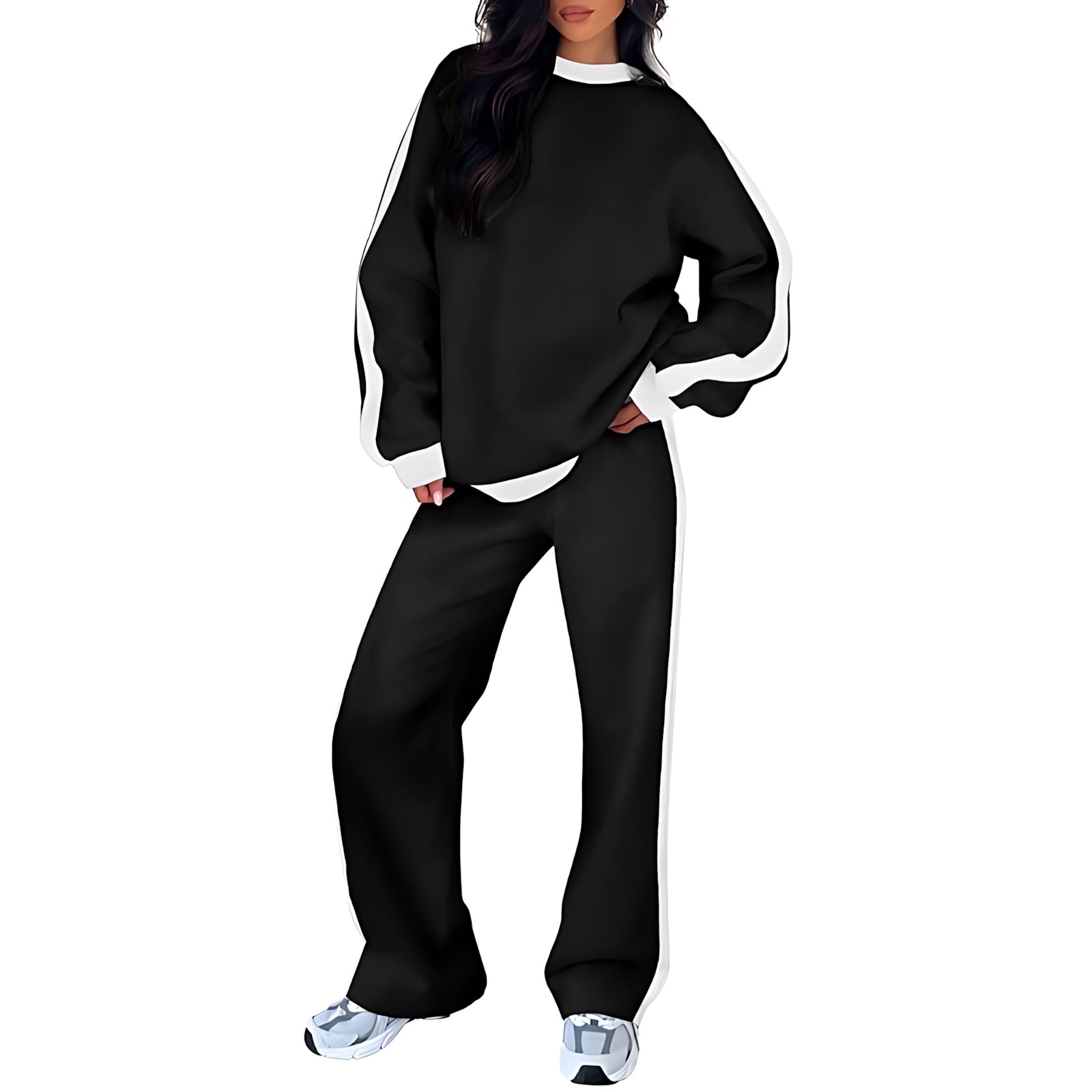 Clara – Side Stripe Sweatshirt And Pants Lounge Set
