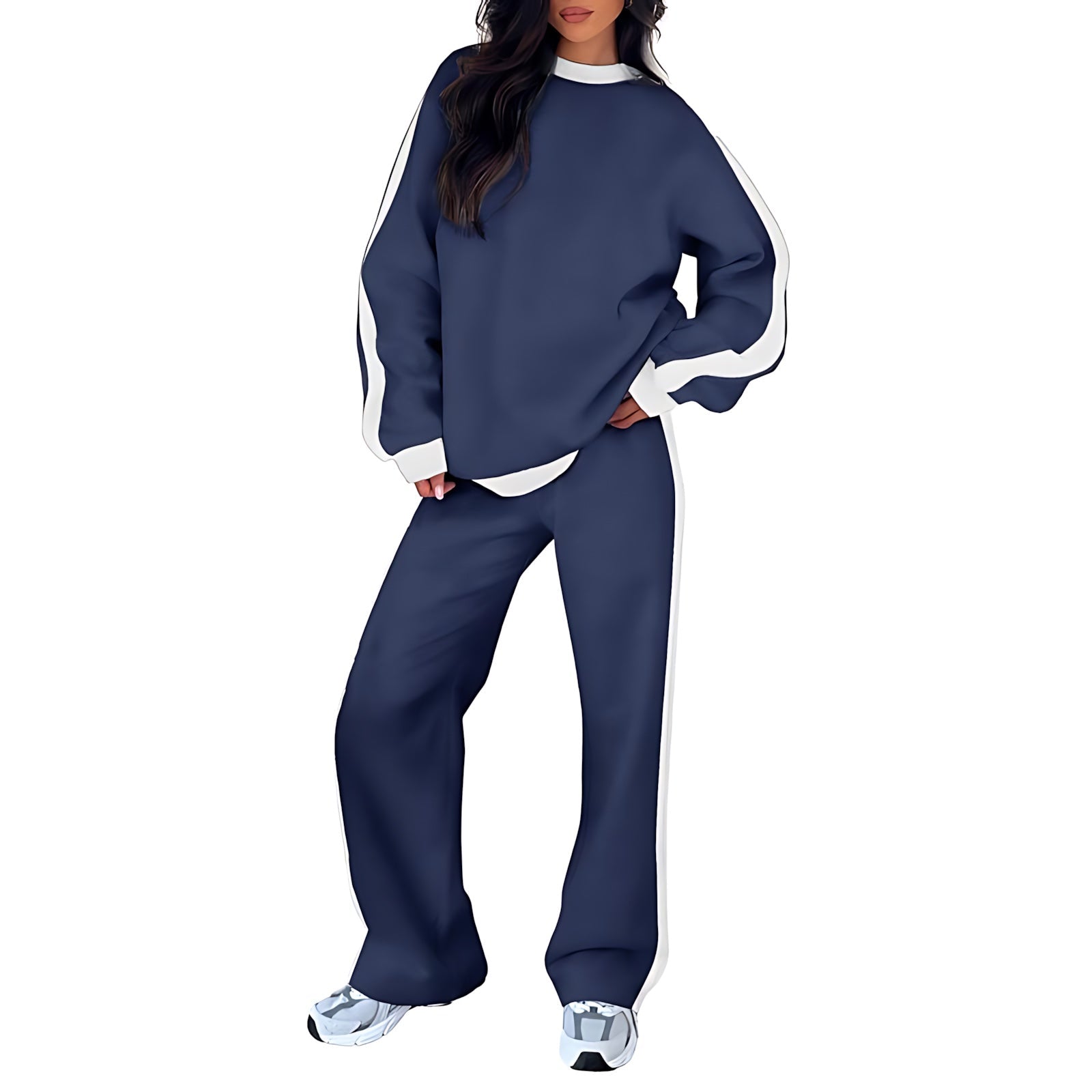 Clara – Side Stripe Sweatshirt And Pants Lounge Set