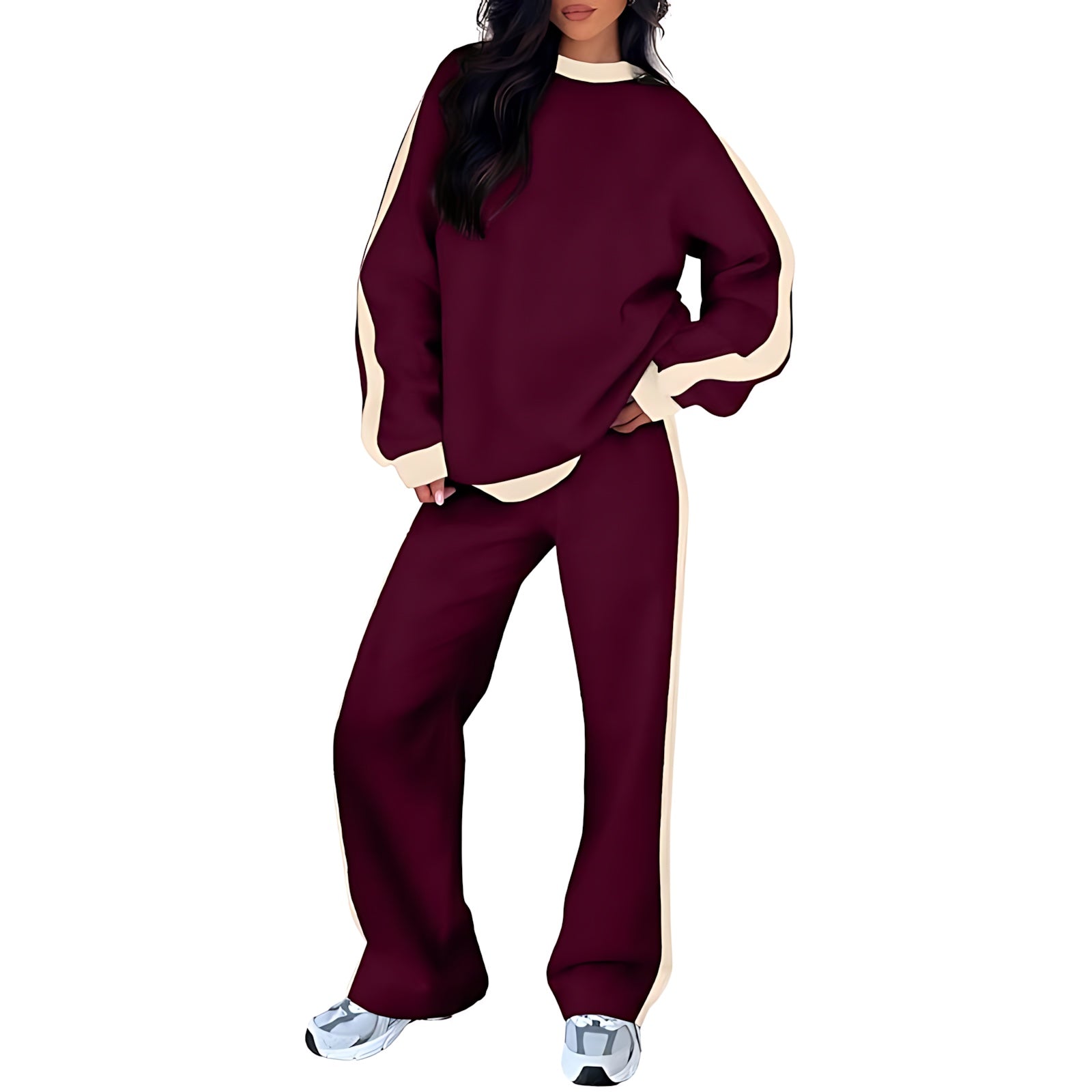Clara – Side Stripe Sweatshirt And Pants Lounge Set