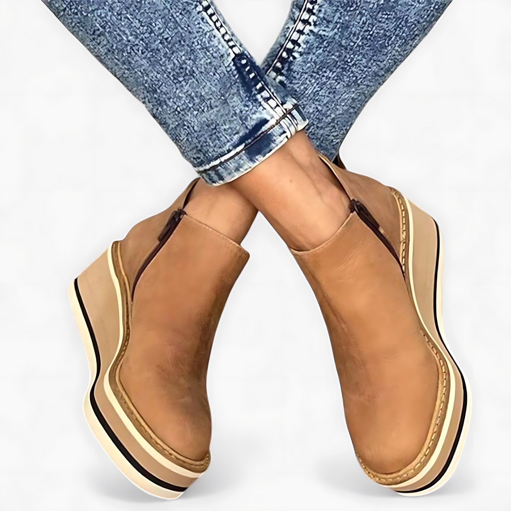 Clara – Suede Wedge Ankle Boots