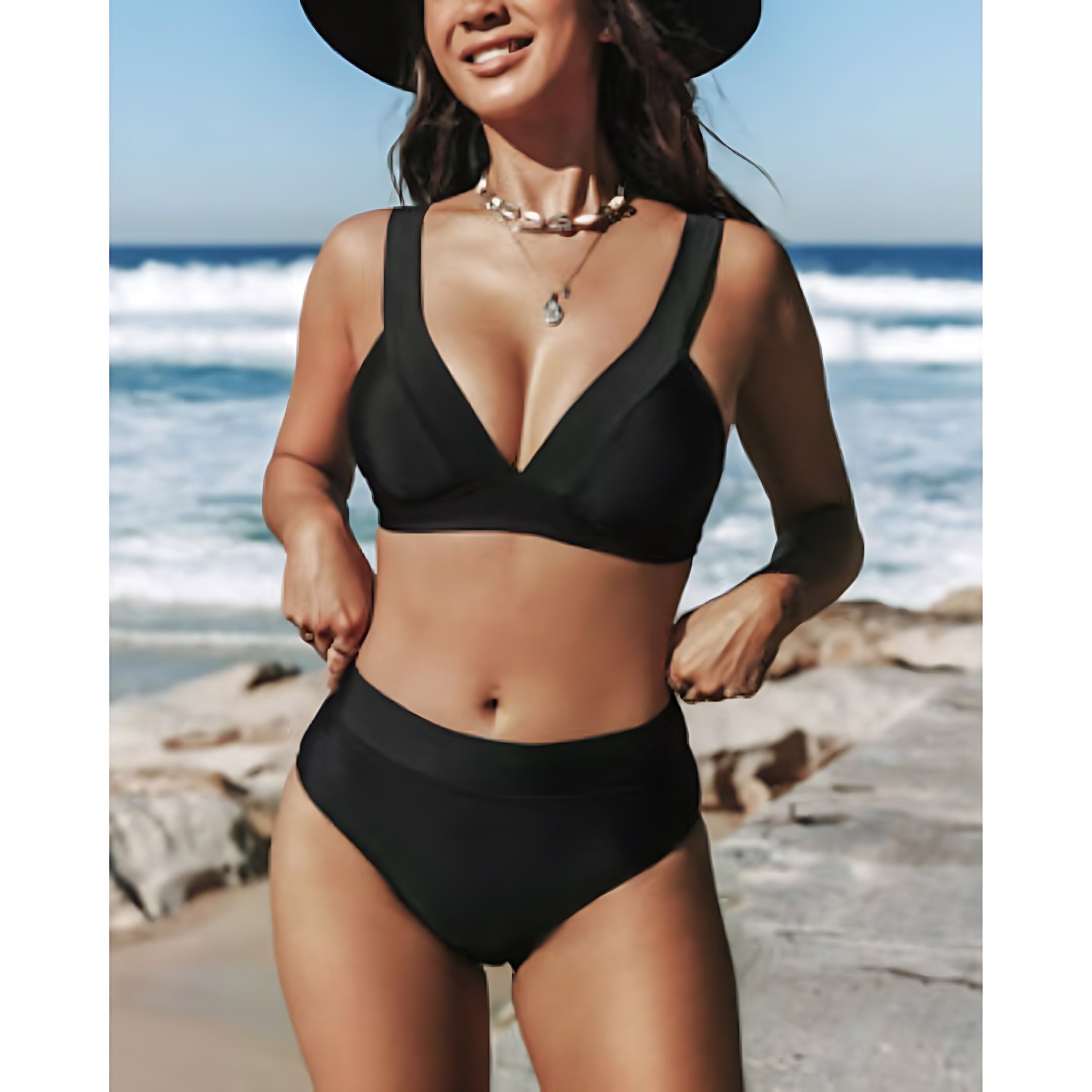 Claudia – V Neck High Waist Bikini Set