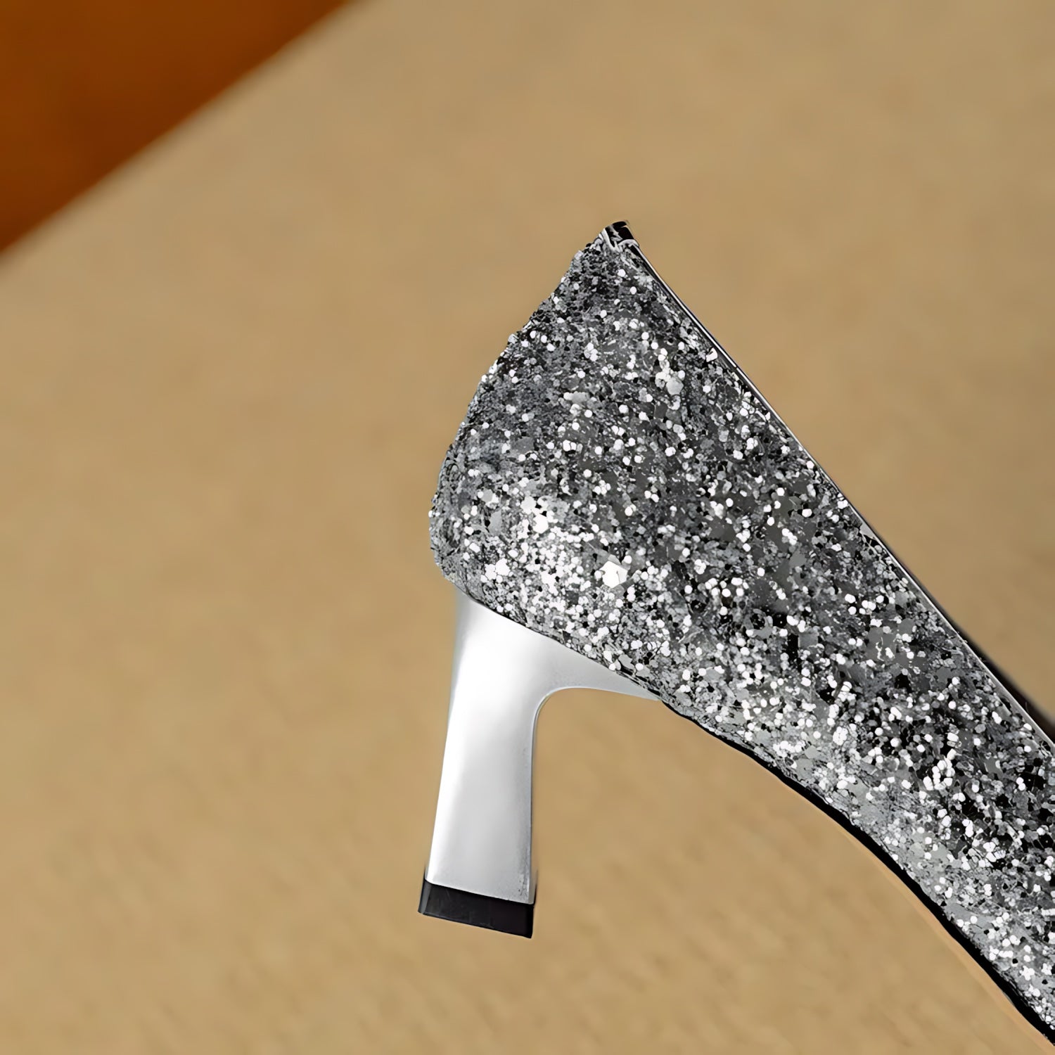 Cora – Glitter Pointed Toe Block Heel Pumps