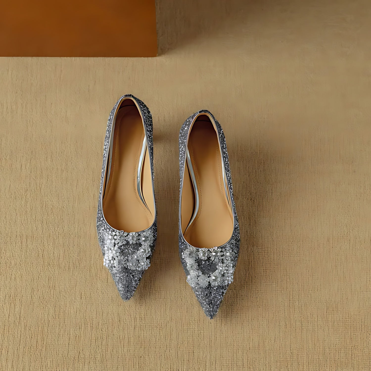 Cora – Glitter Pointed Toe Block Heel Pumps