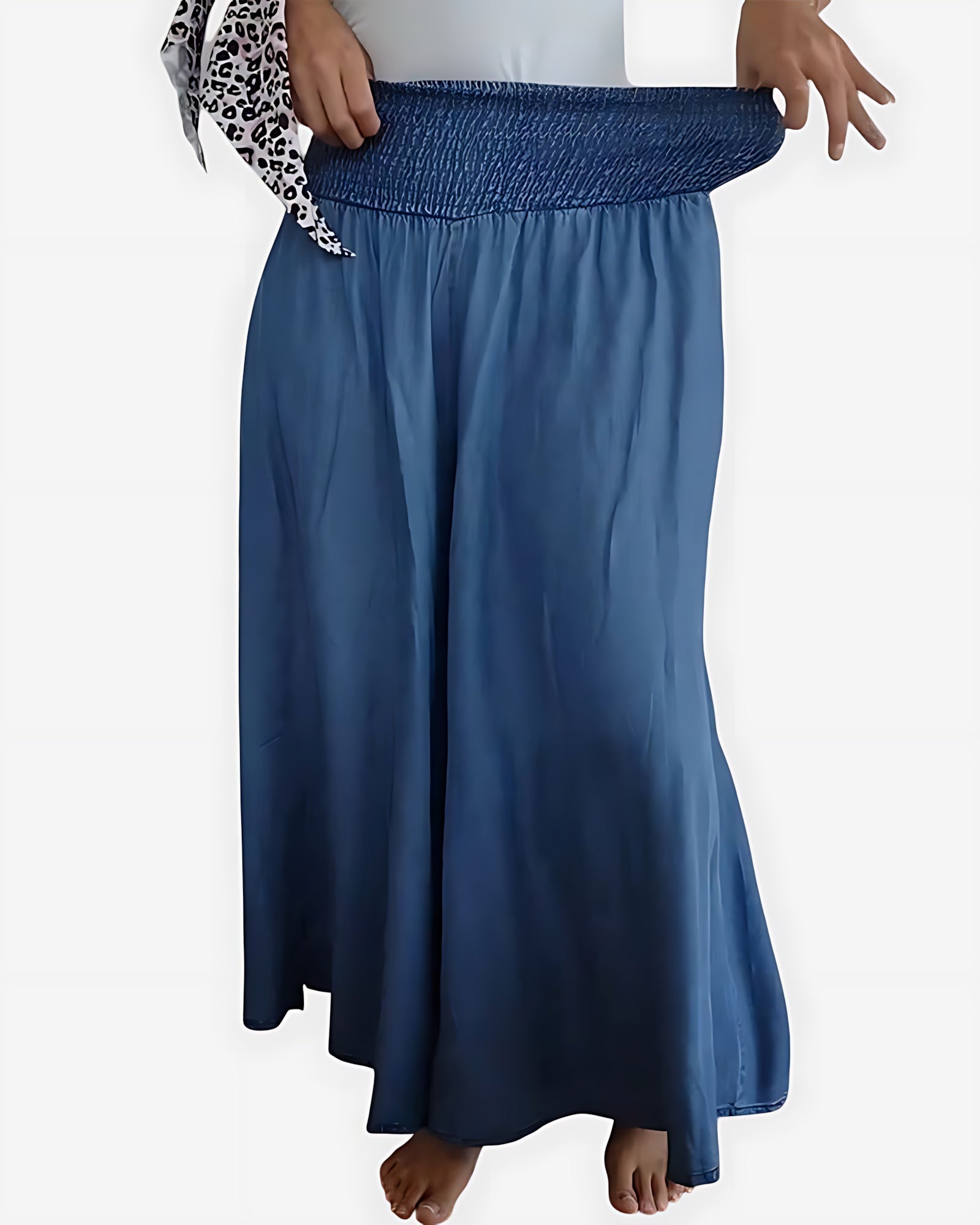 Cora – Smocked Waist Denim Wide Leg Pants