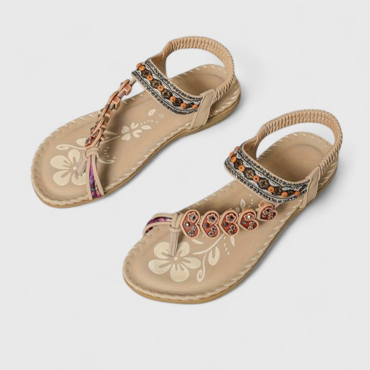 Maggie – Rhinestone Boho Thong Flat Sandals