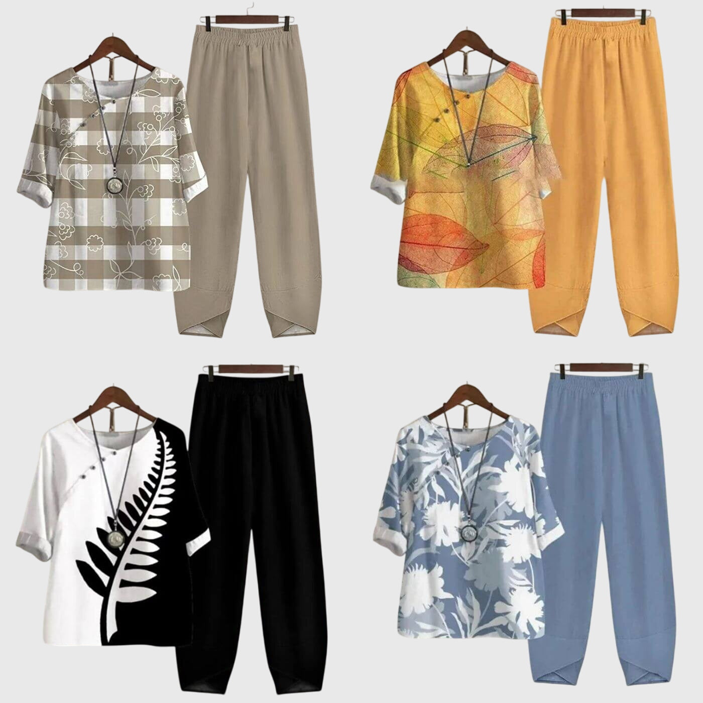 Vera – Butterfly Print Top and Tapered Pants Set