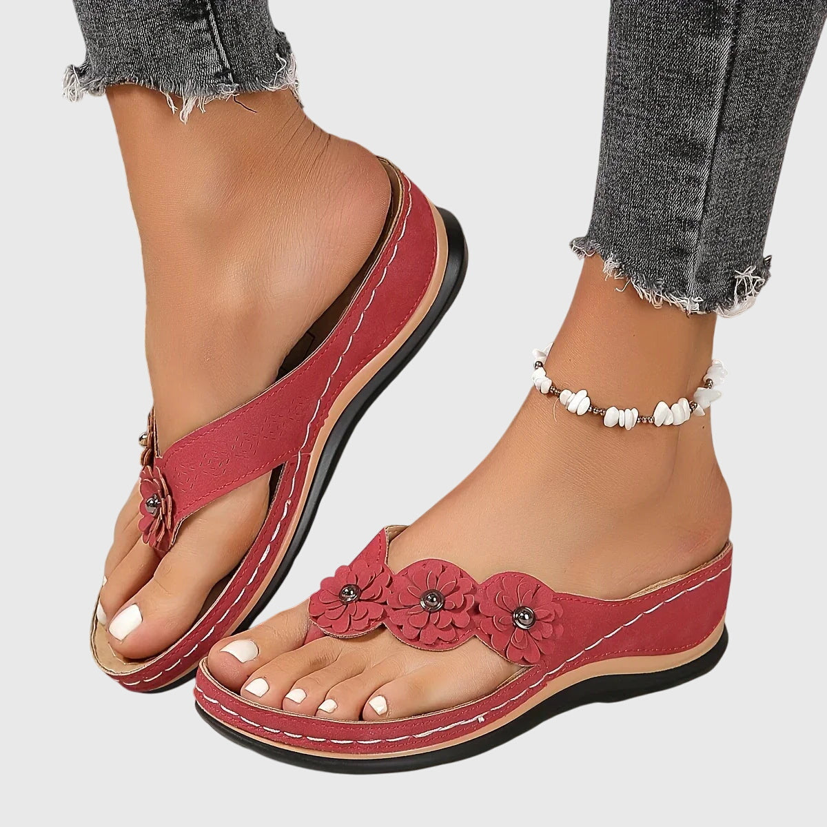 Mary – Woven Wedge Thong Sandals