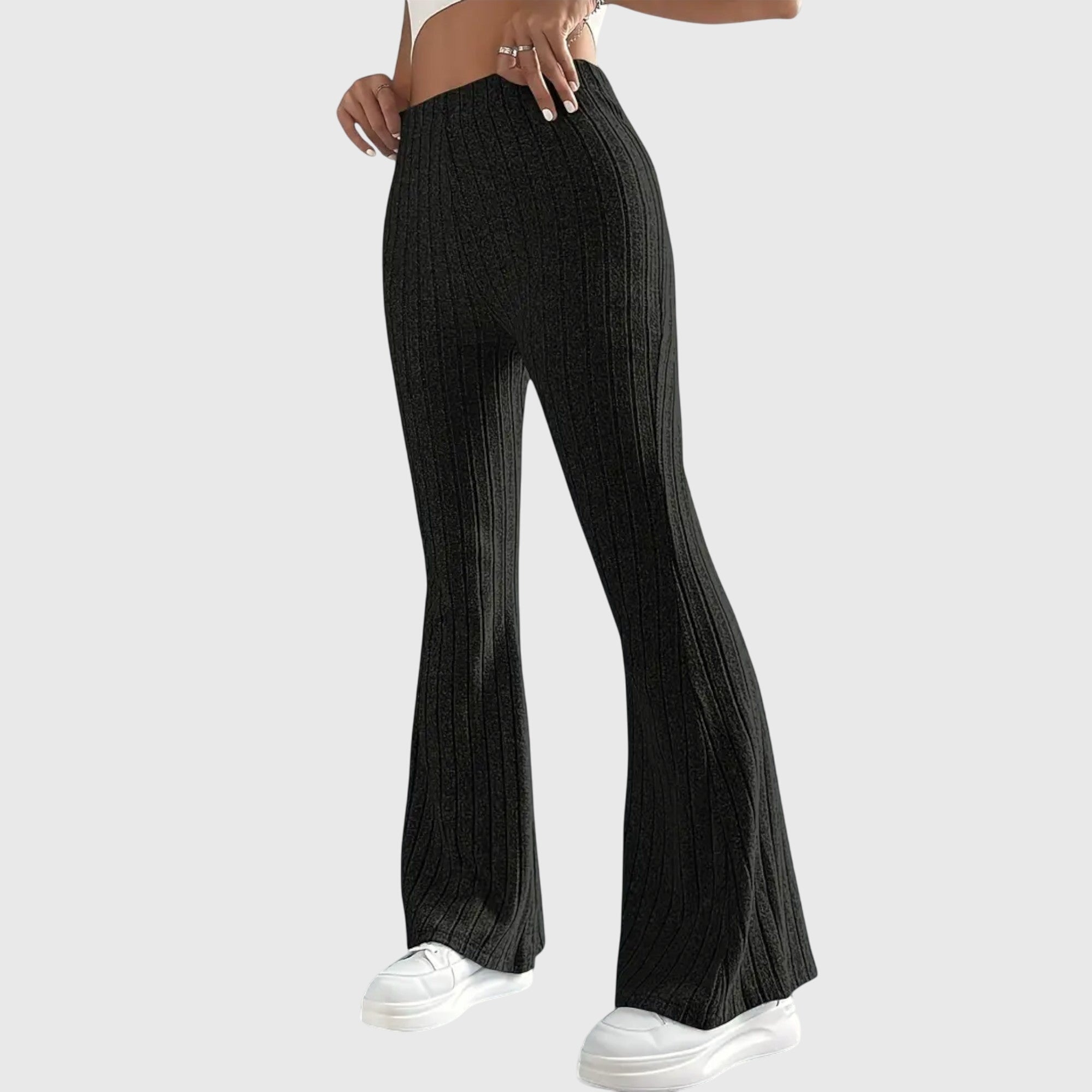 Sloane – Striped Ribbed Flare Pants