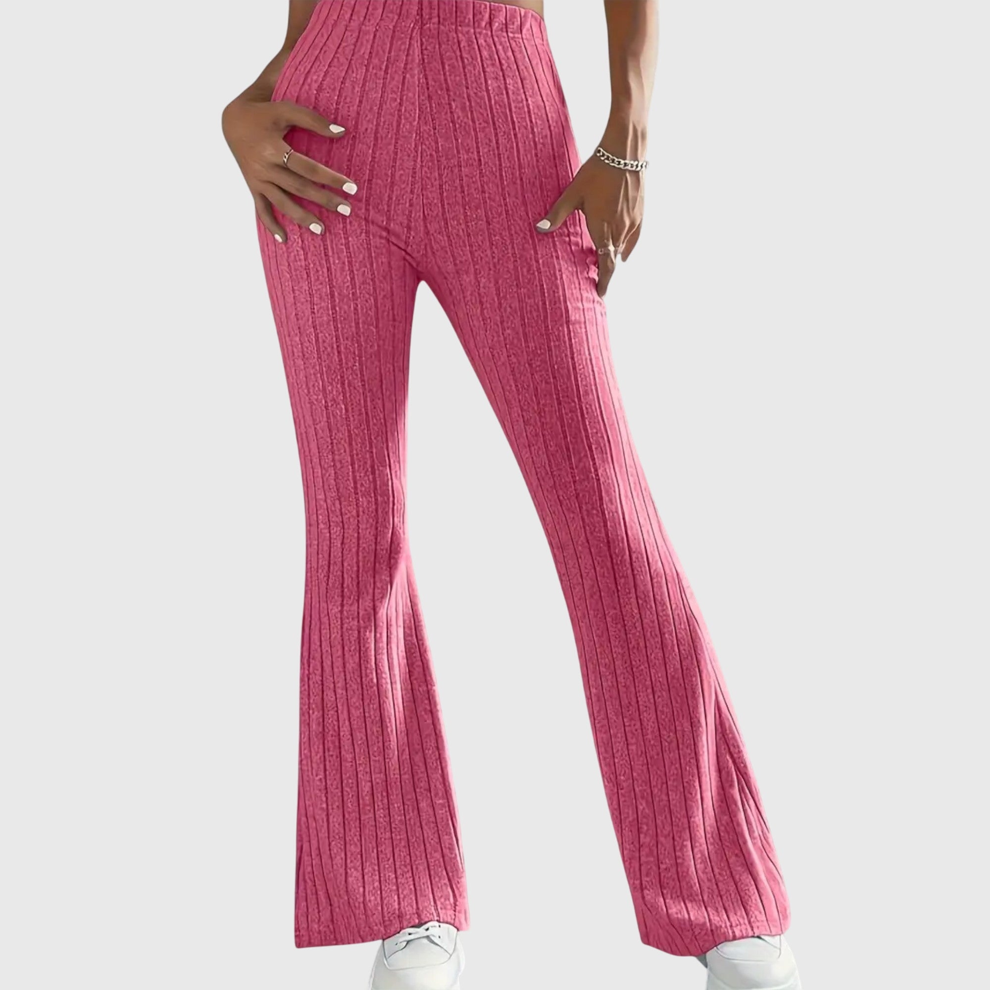 Sloane – Striped Ribbed Flare Pants