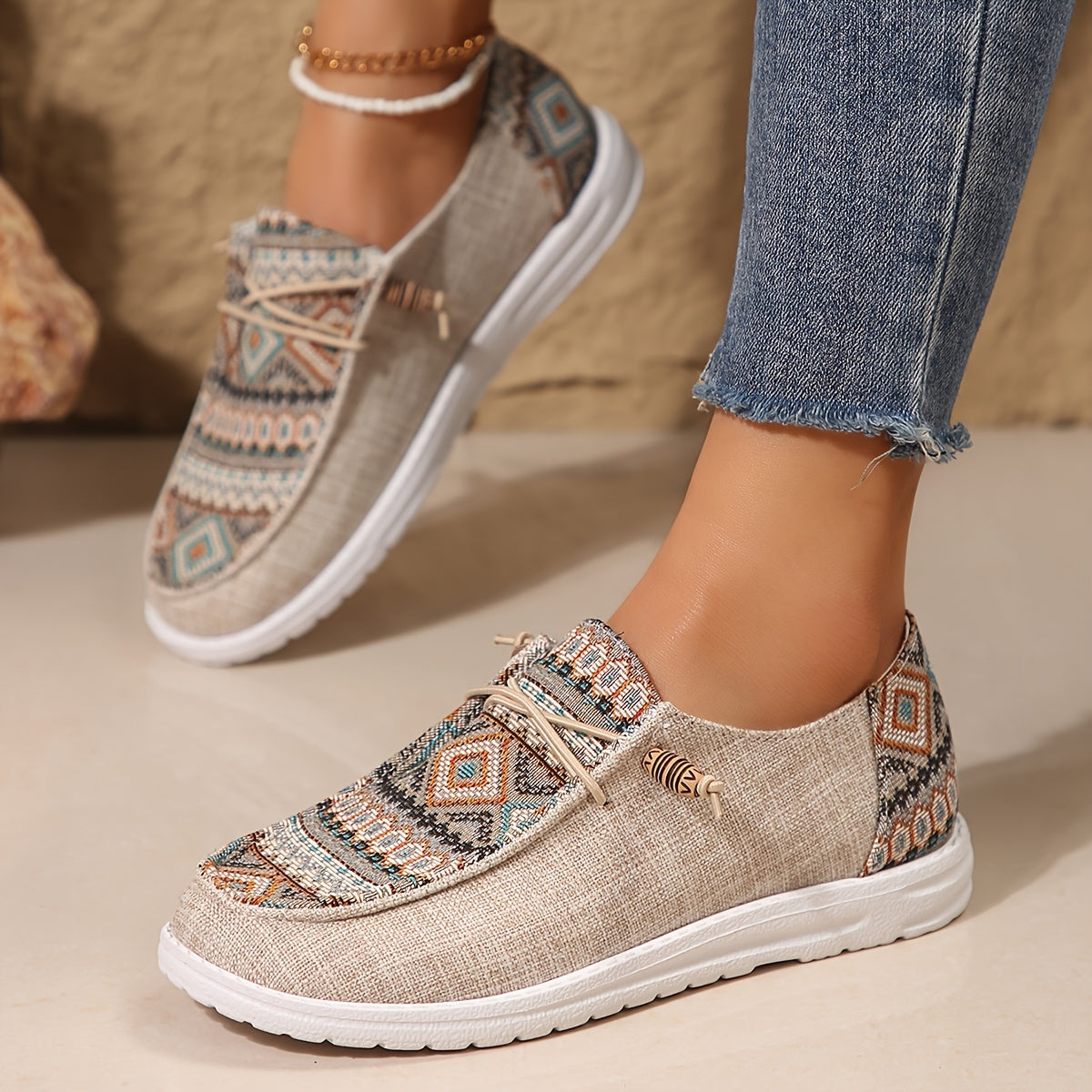 Andrea – Embroidered Panel Slip On Sneakers