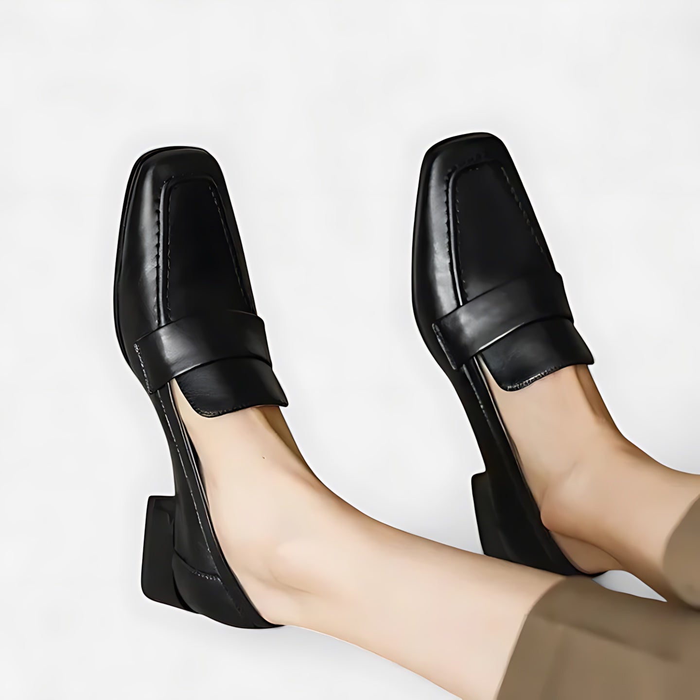 Daisy – Faux Leather Block Heel Loafers