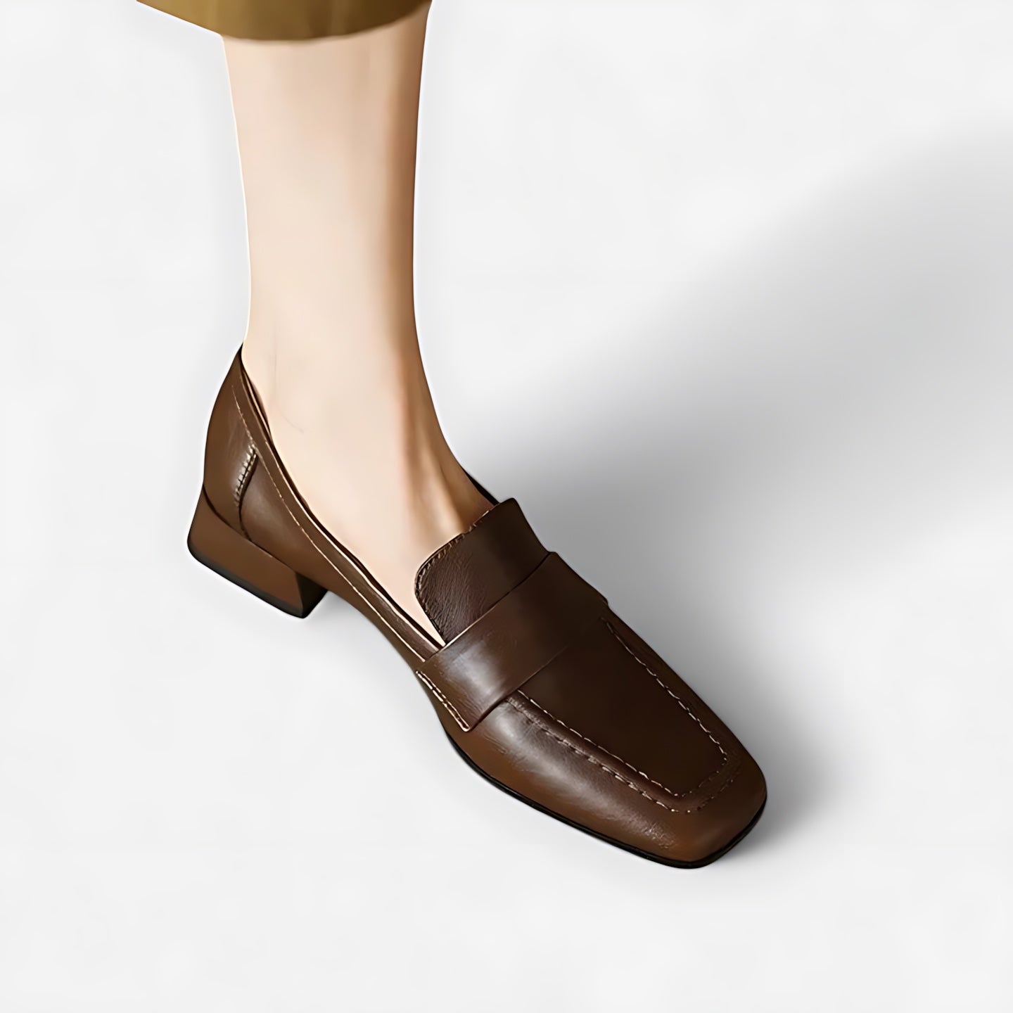 Daisy – Faux Leather Block Heel Loafers