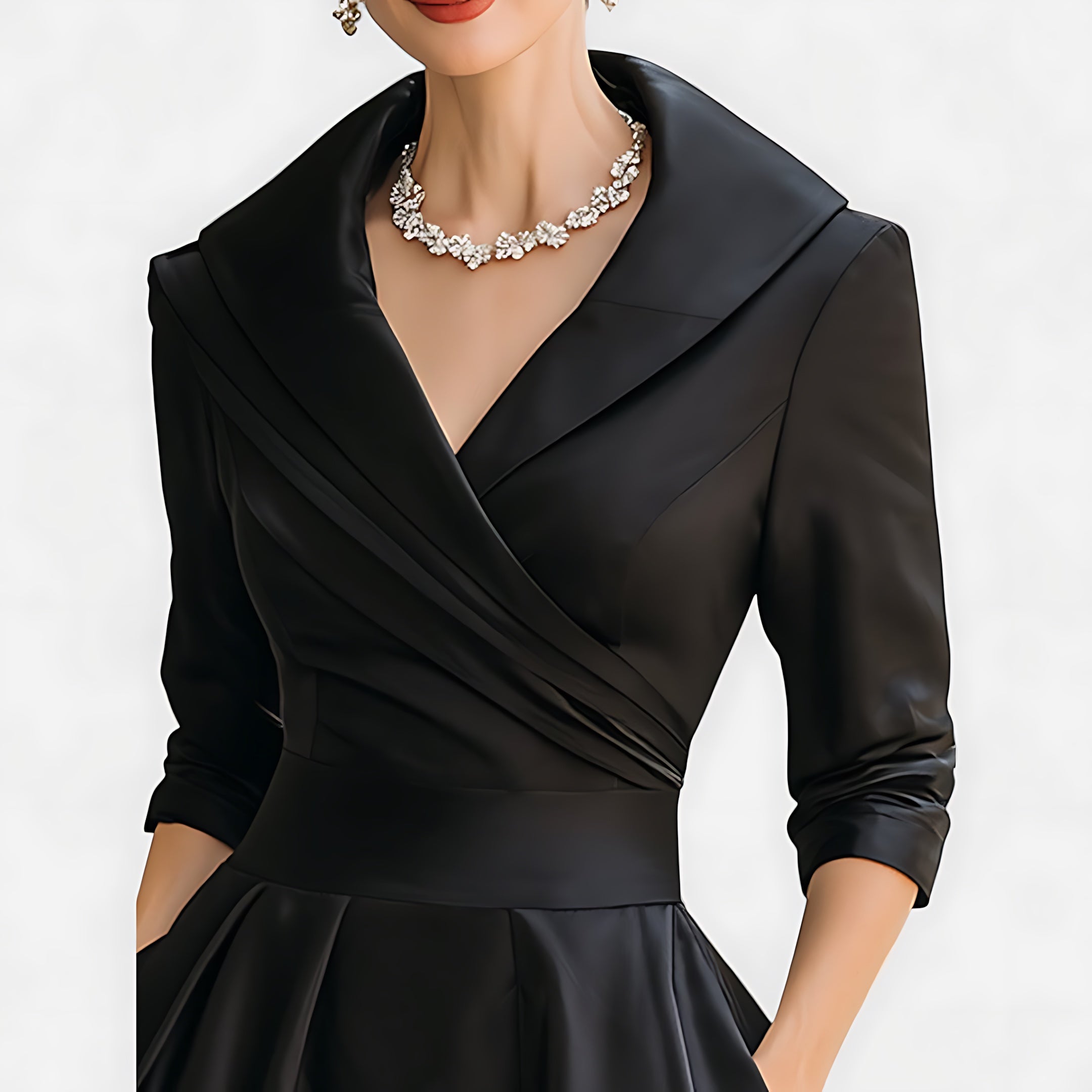 Daisy – Shawl Collar Fit and Flare Cocktail Midi Dress