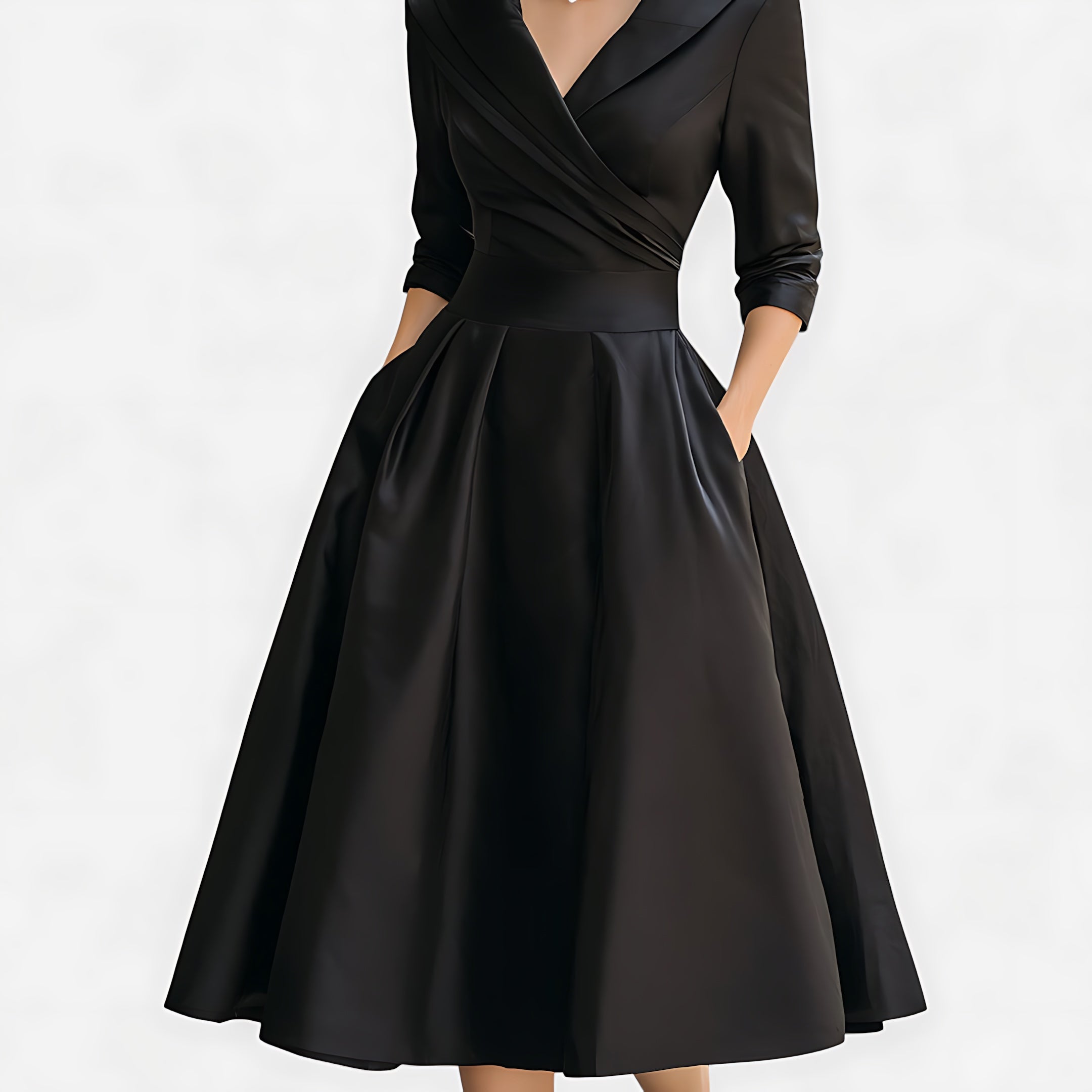 Daisy – Shawl Collar Fit and Flare Cocktail Midi Dress