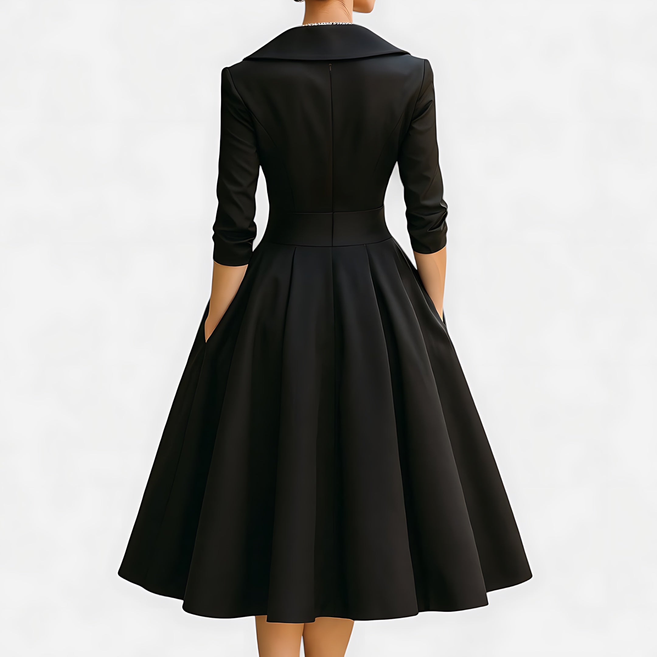 Daisy – Shawl Collar Fit and Flare Cocktail Midi Dress