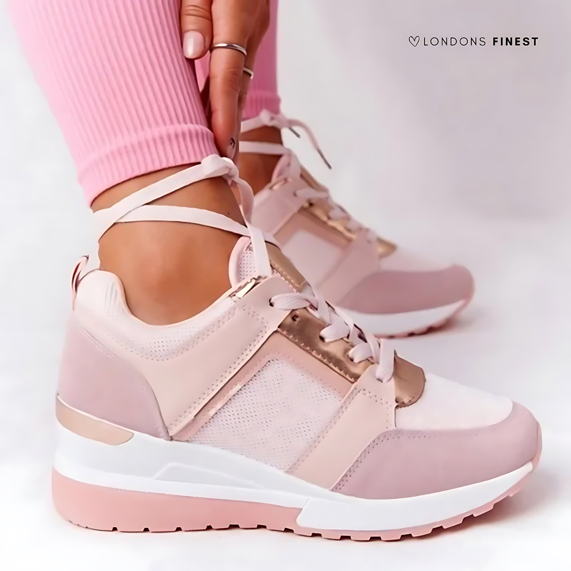 Daisy – Suede Panel Lace Up Wedge Sneakers