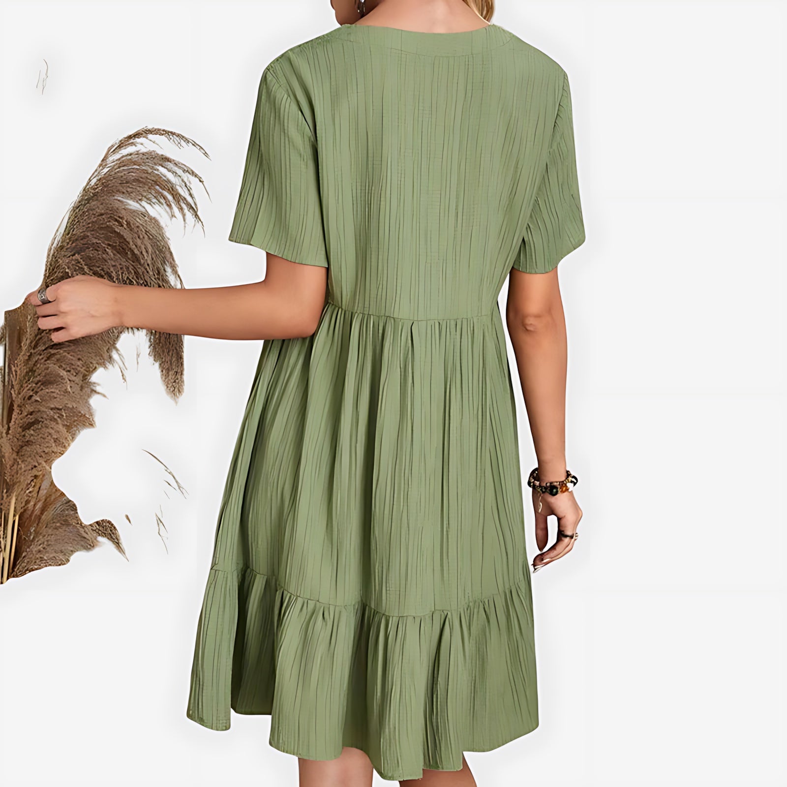 Daisy – V Neck Tiered Ruffle Hem Mini Dress