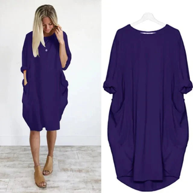 Lily – Oversized V Neck Batwing Midi Dress