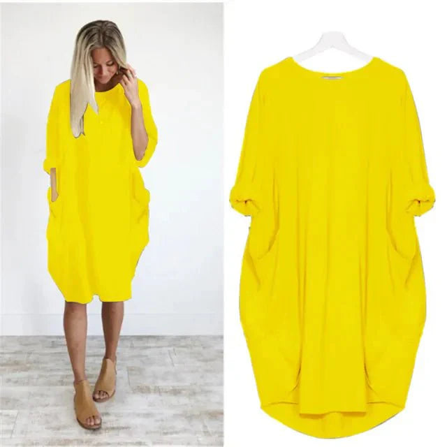 Lily – Oversized V Neck Batwing Midi Dress