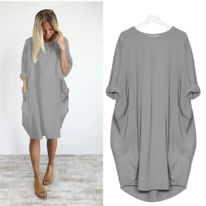 Lily – Oversized V Neck Batwing Midi Dress