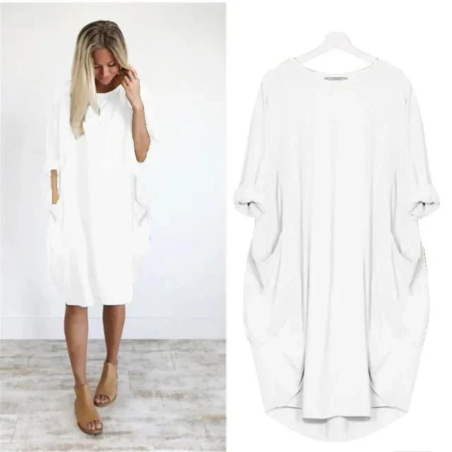 Lily – Oversized V Neck Batwing Midi Dress