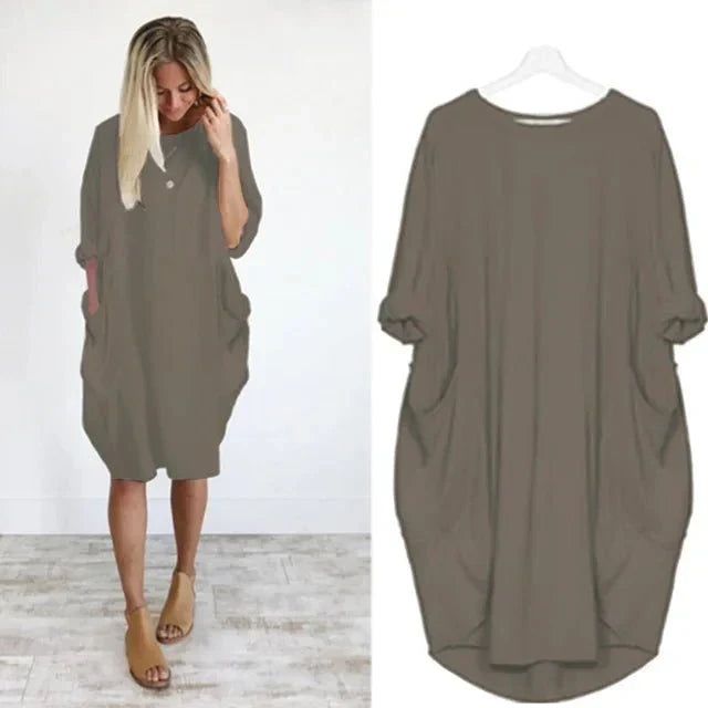 Lily – Oversized V Neck Batwing Midi Dress