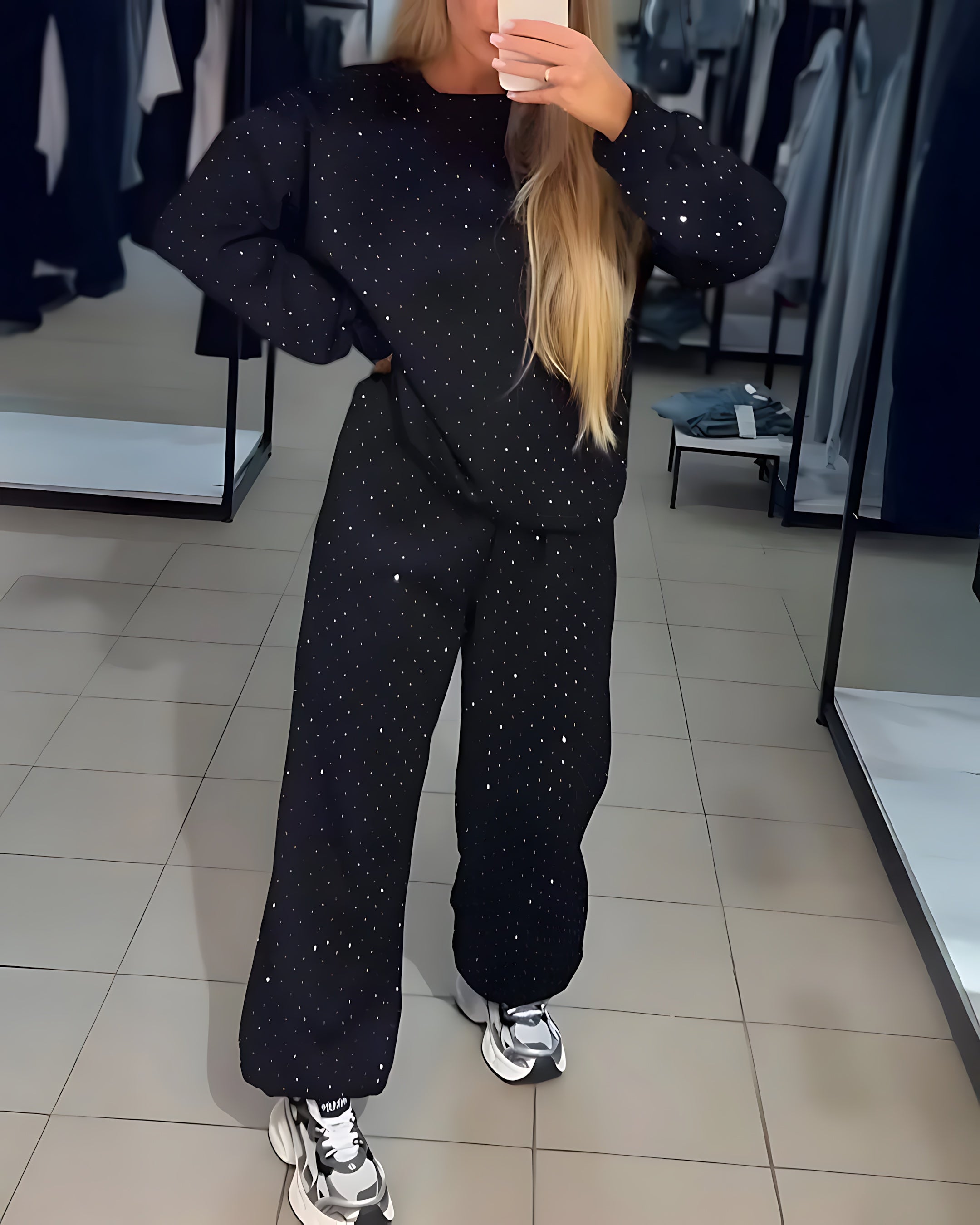 Daniela – Crew Neck Top and Straight Leg Pants Lounge Set