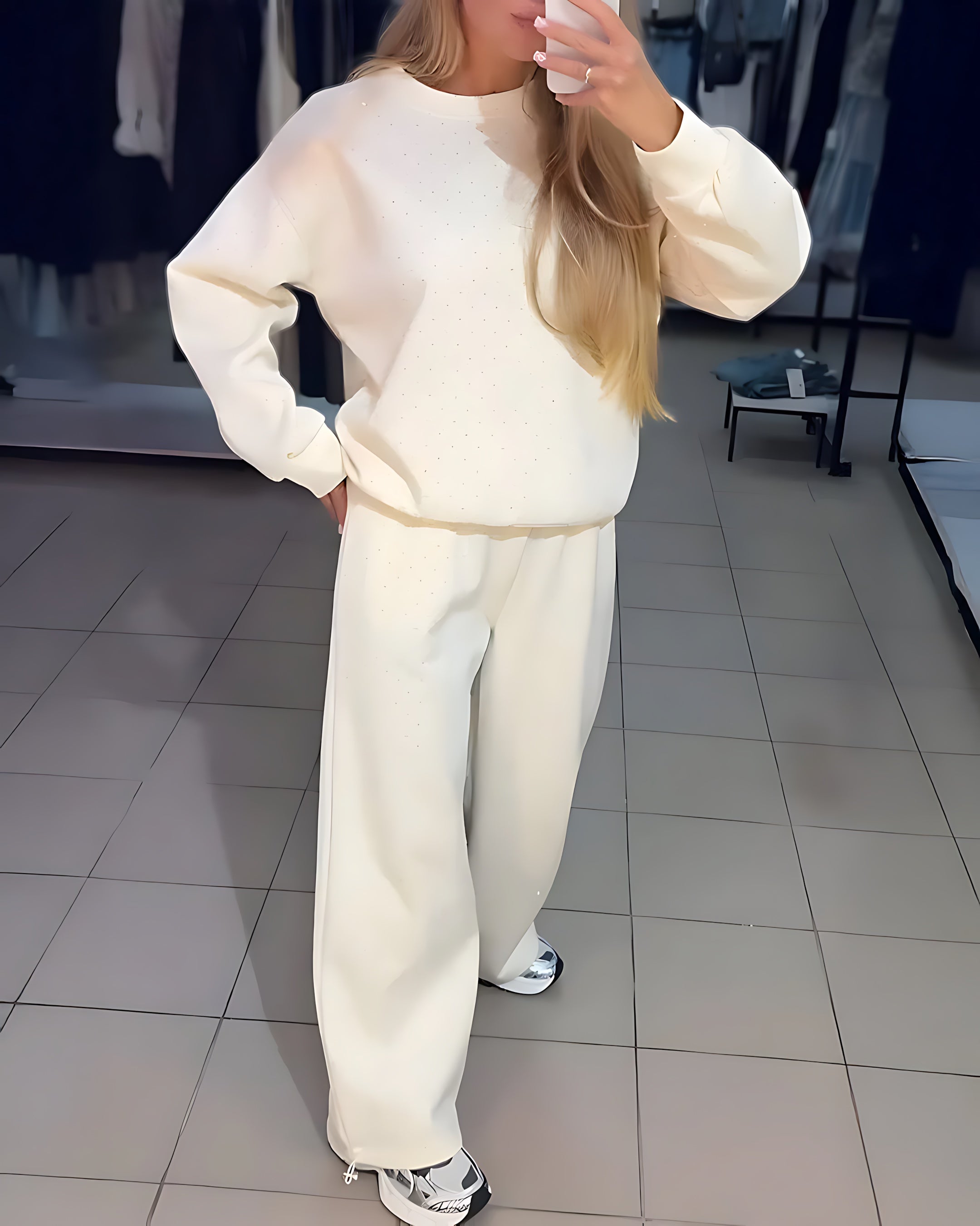 Daniela – Crew Neck Top and Straight Leg Pants Lounge Set