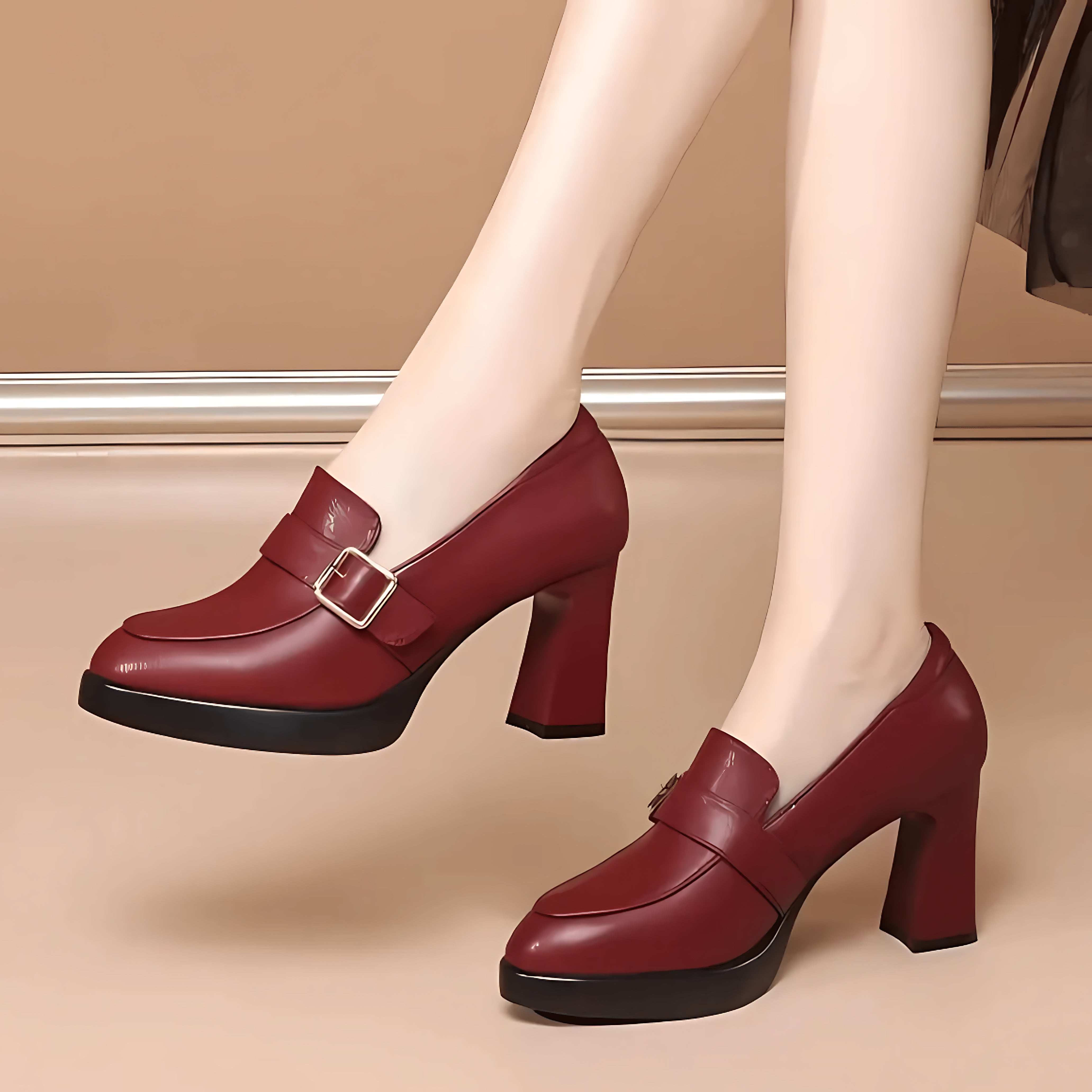Daniela – Mary Jane Platform Block Heel Pumps