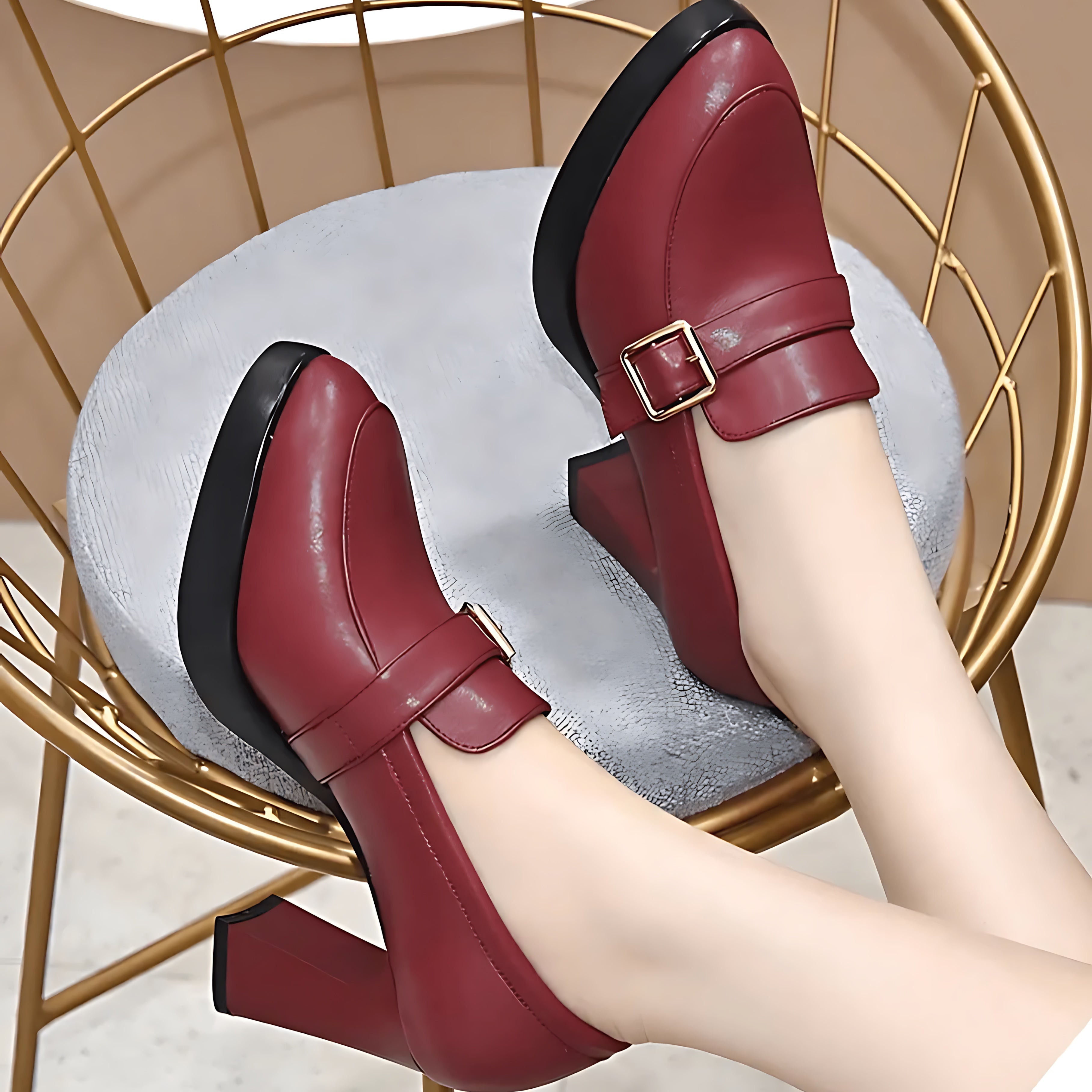 Daniela – Mary Jane Platform Block Heel Pumps