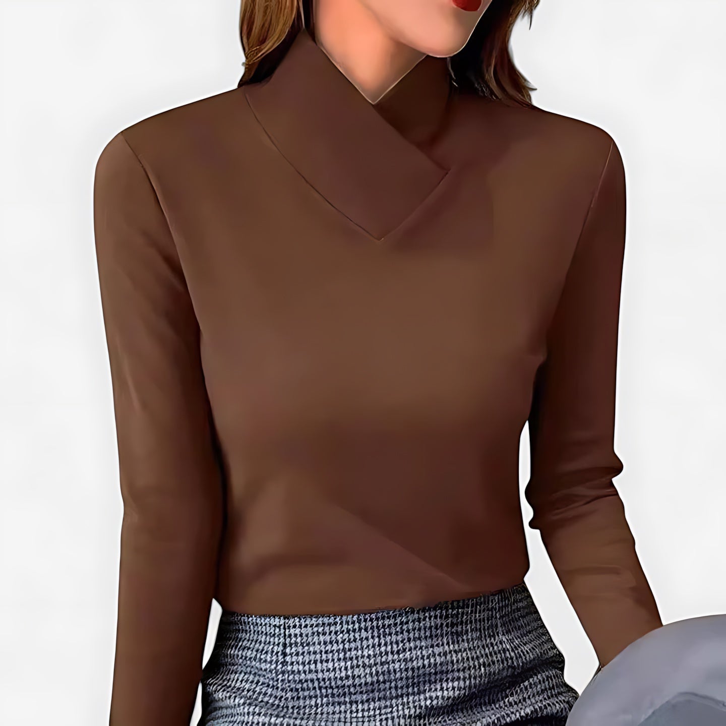 Daphne – Crossover High Neck Knit Top