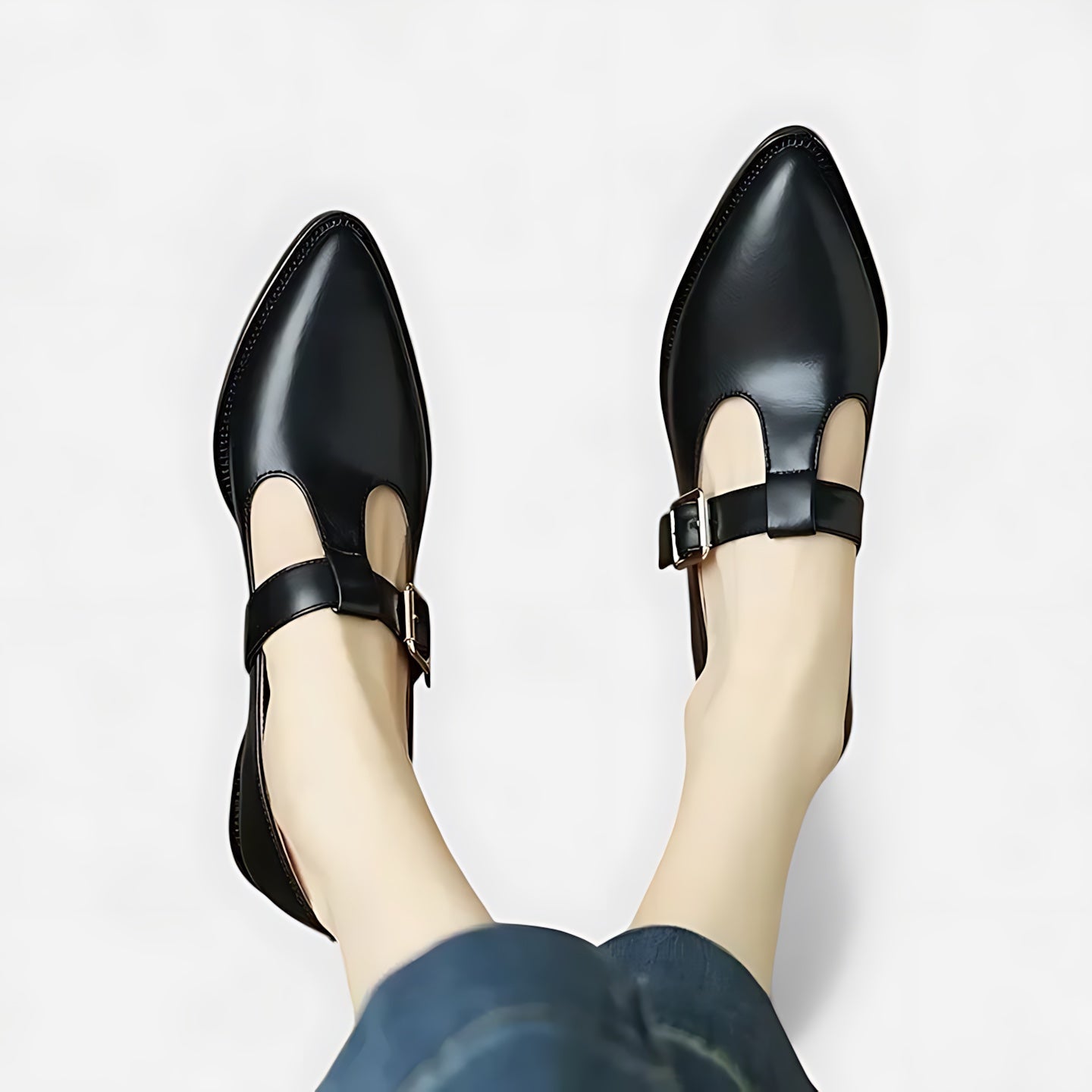 Daphne – Pointed Toe Double Strap Flats