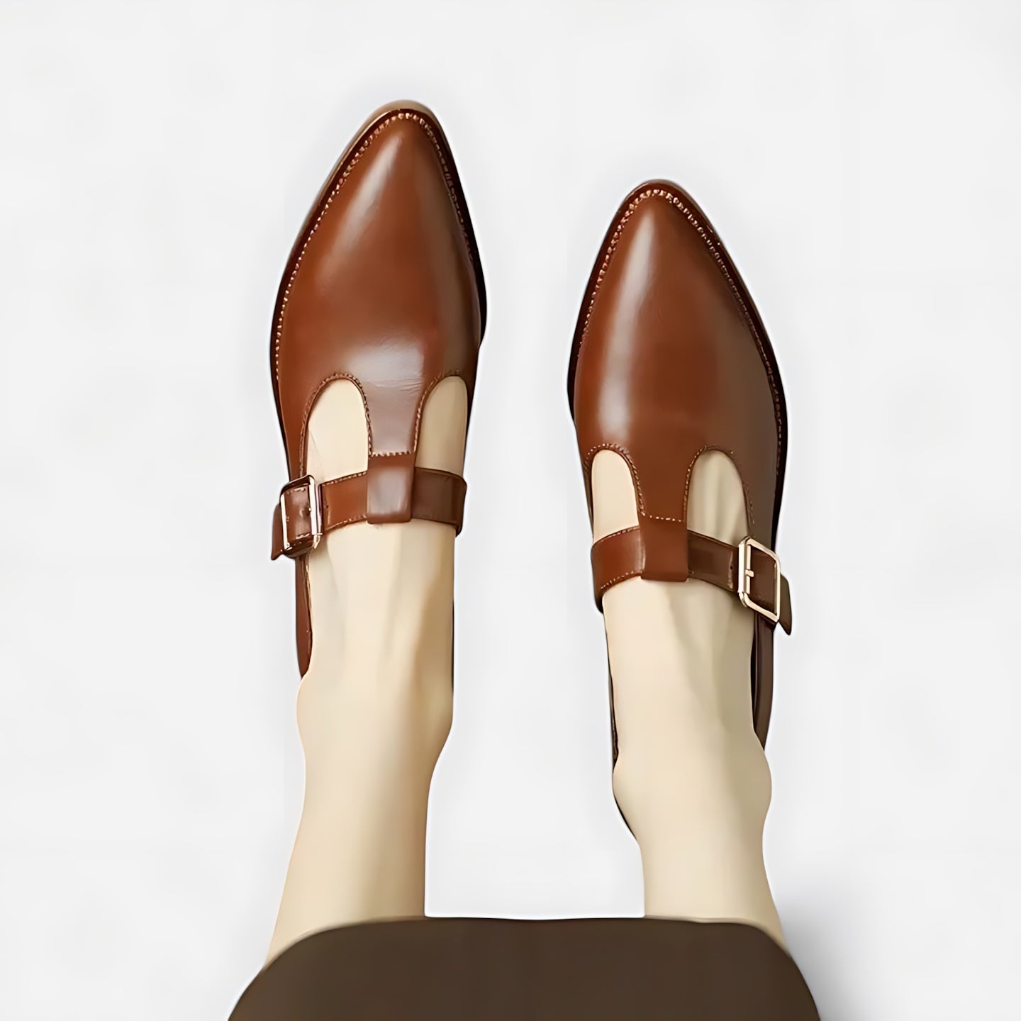 Daphne – Pointed Toe Double Strap Flats