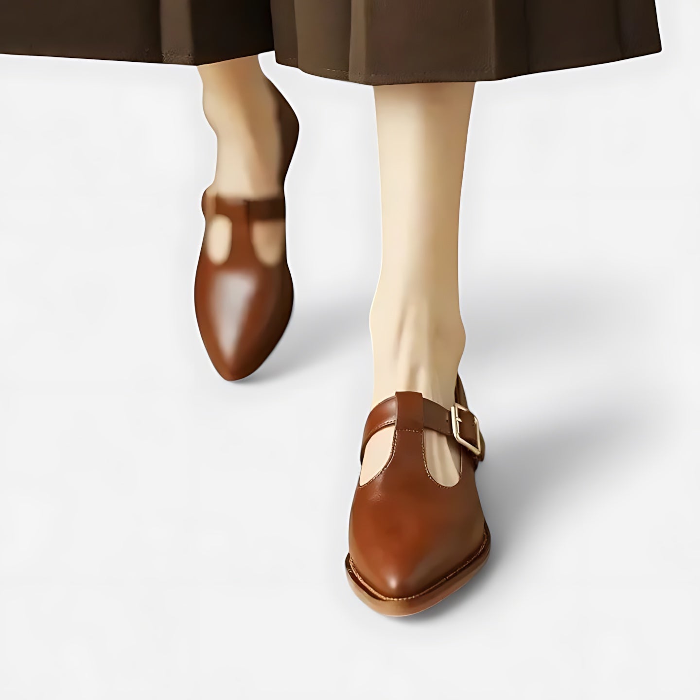 Daphne – Pointed Toe Double Strap Flats